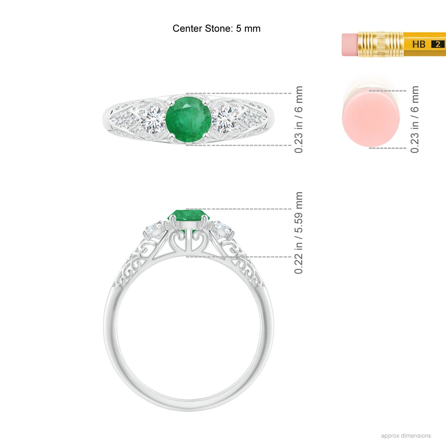 A - Emerald / 0.72 CT / 14 KT White Gold