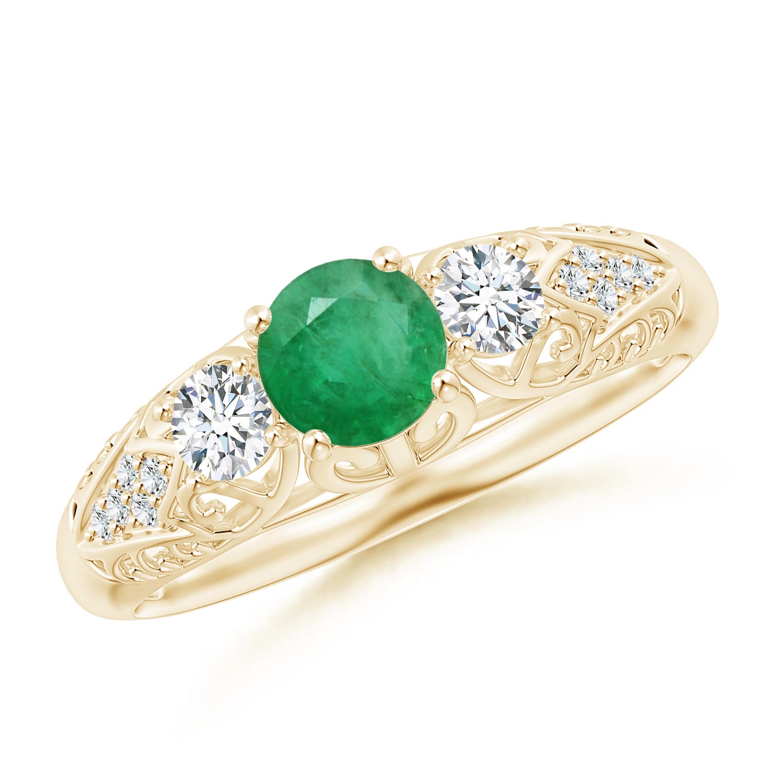 A - Emerald / 0.72 CT / 14 KT Yellow Gold