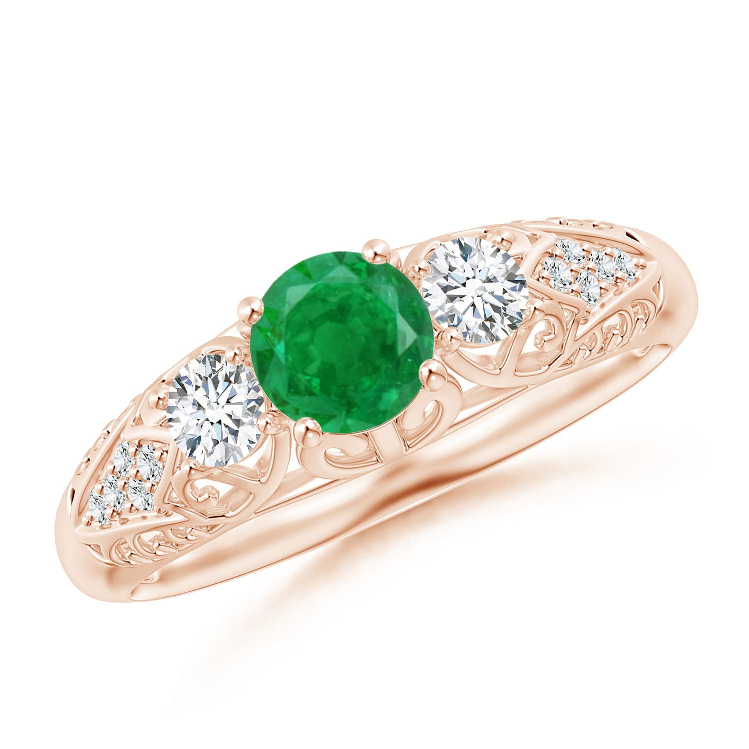 AA - Emerald / 0.72 CT / 14 KT Rose Gold