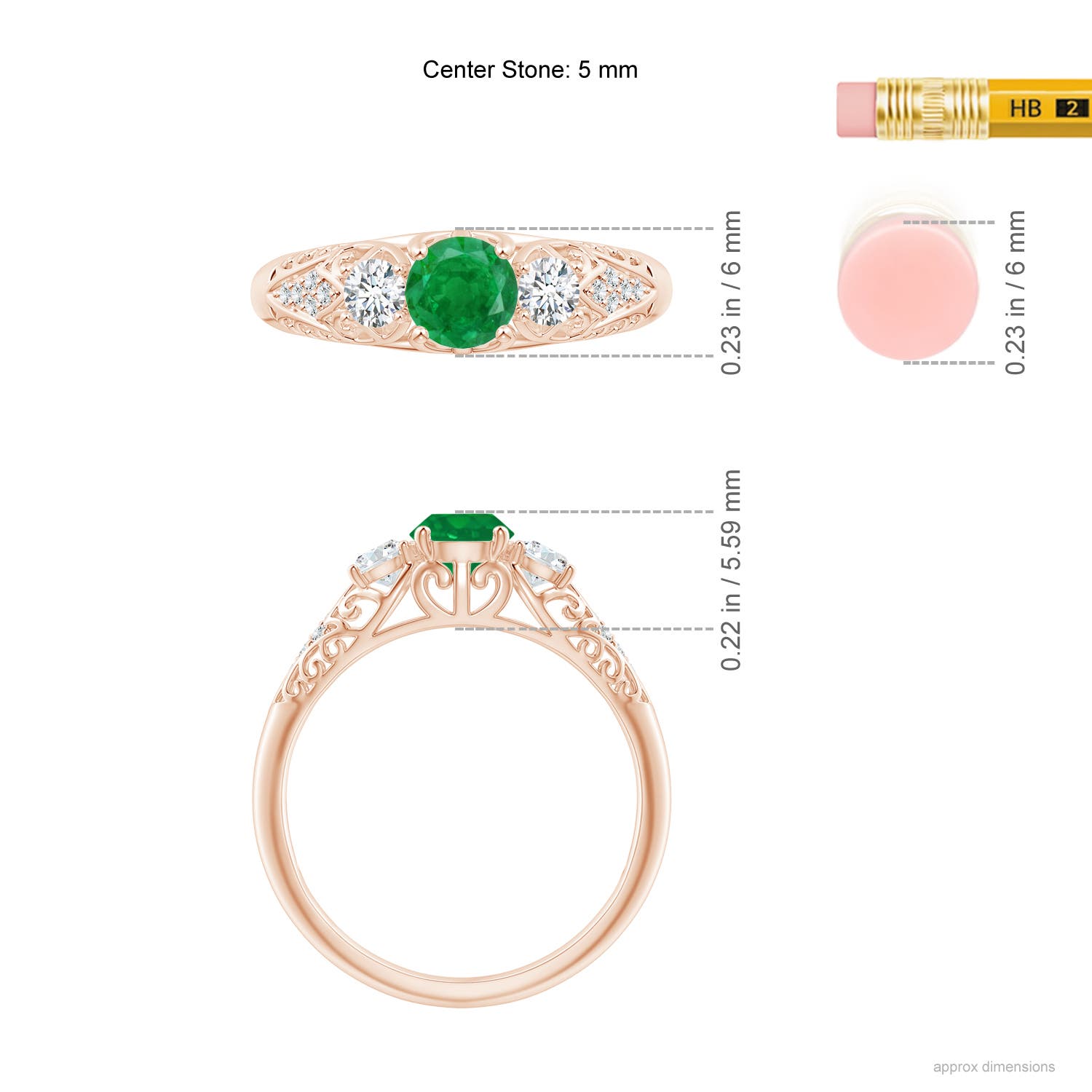 AA - Emerald / 0.72 CT / 14 KT Rose Gold