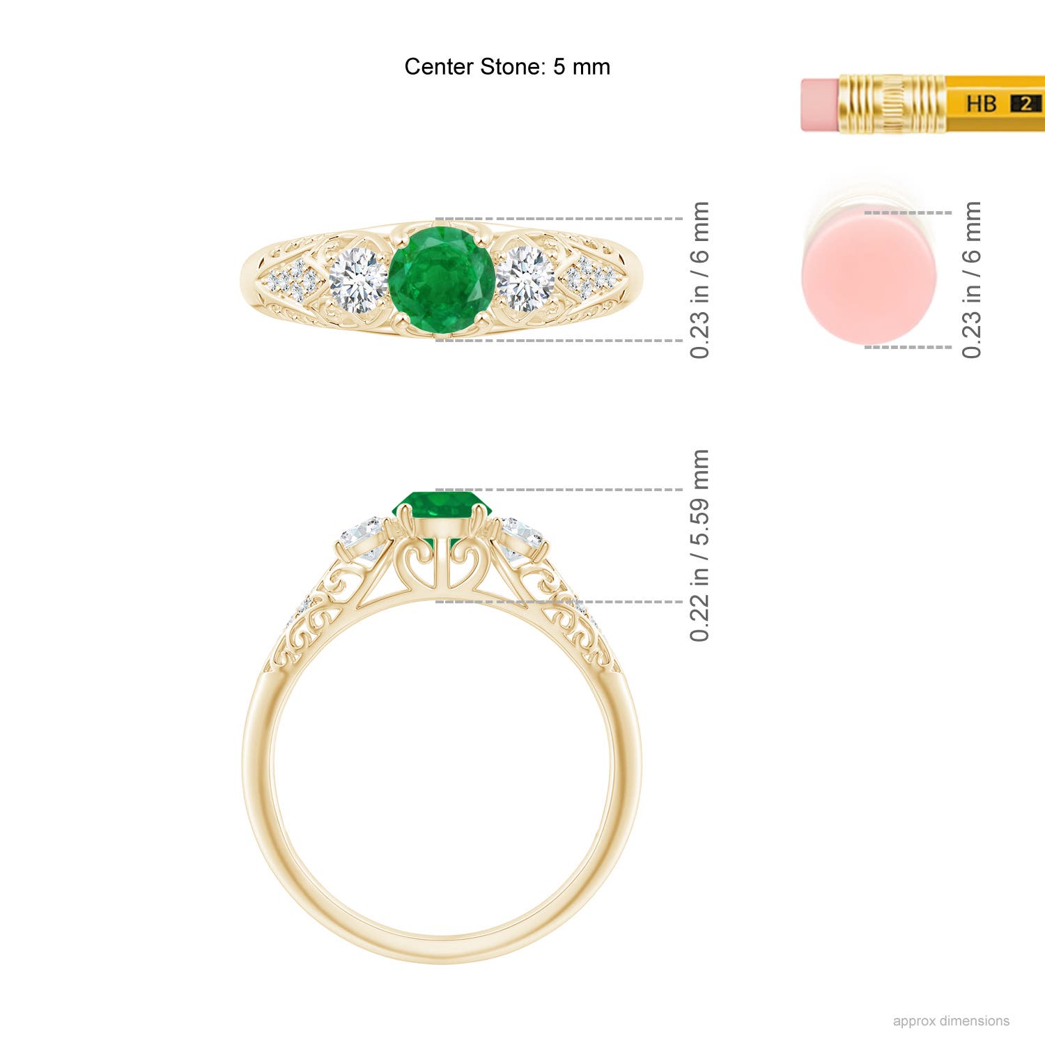 AA - Emerald / 0.72 CT / 14 KT Yellow Gold