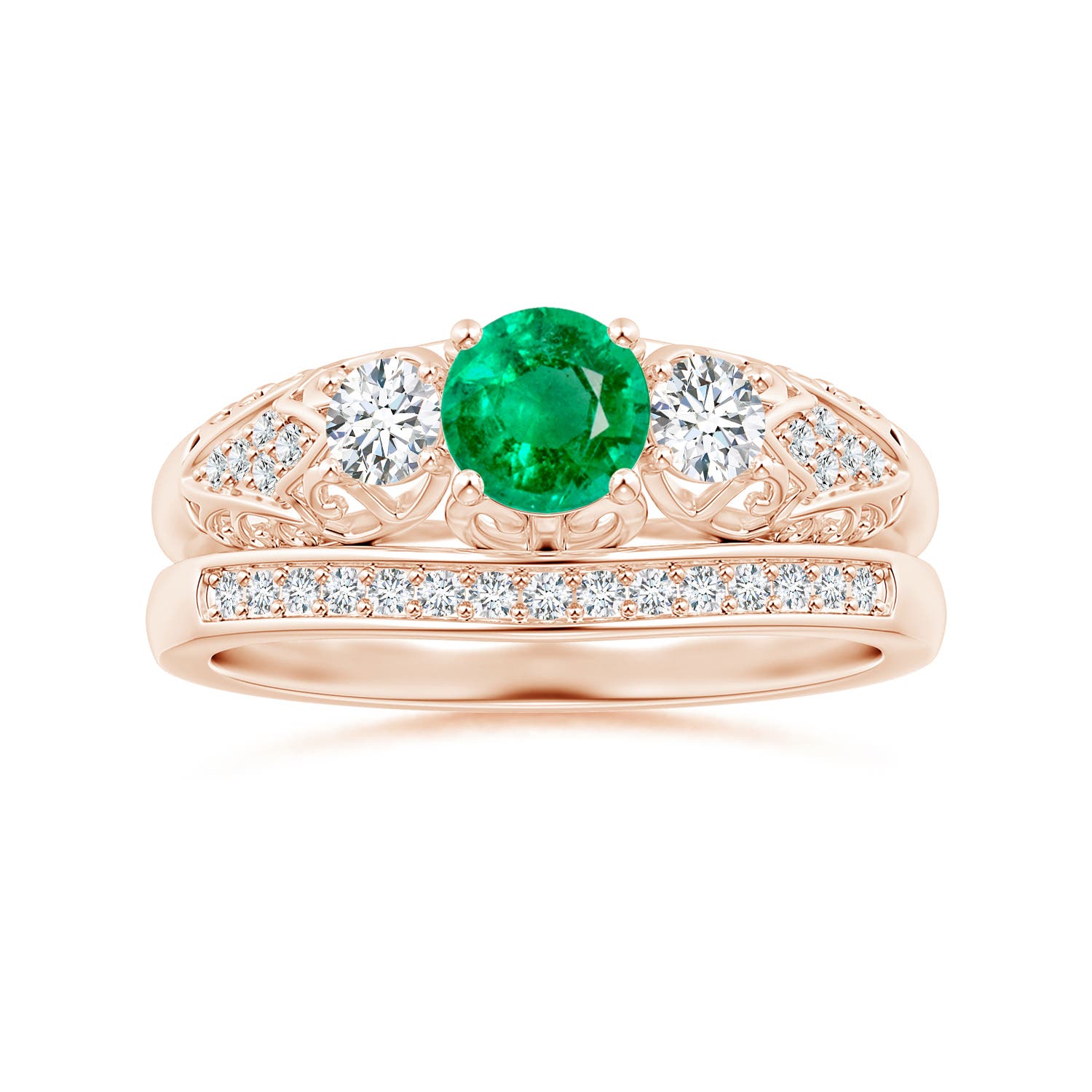 AAA - Emerald / 0.72 CT / 14 KT Rose Gold