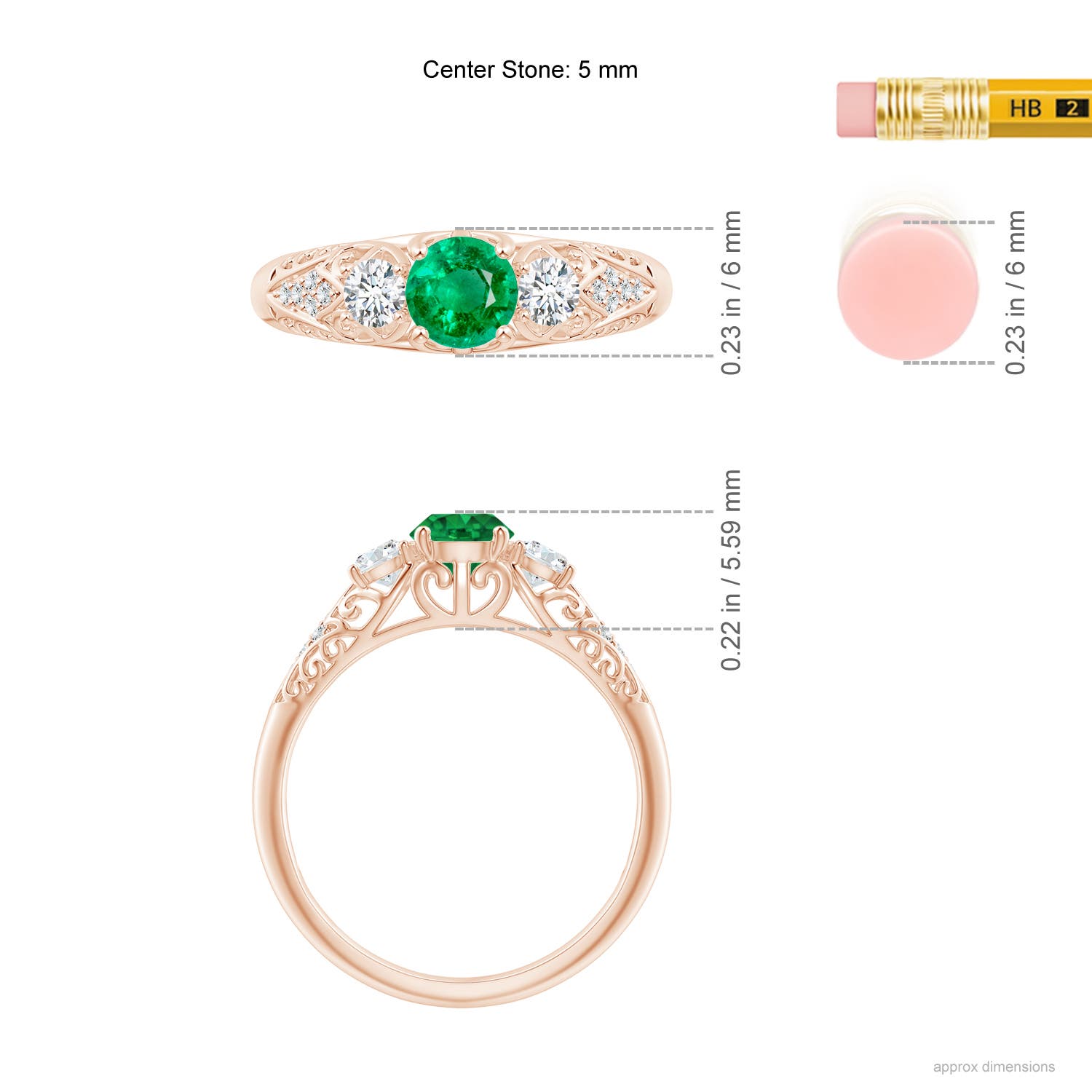 AAA - Emerald / 0.72 CT / 14 KT Rose Gold