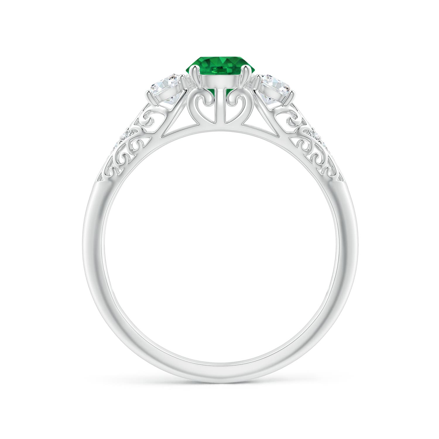 AAA - Emerald / 0.72 CT / 14 KT White Gold