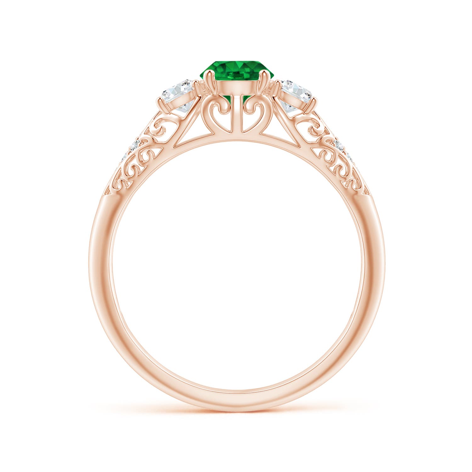 AAAA - Emerald / 0.72 CT / 14 KT Rose Gold