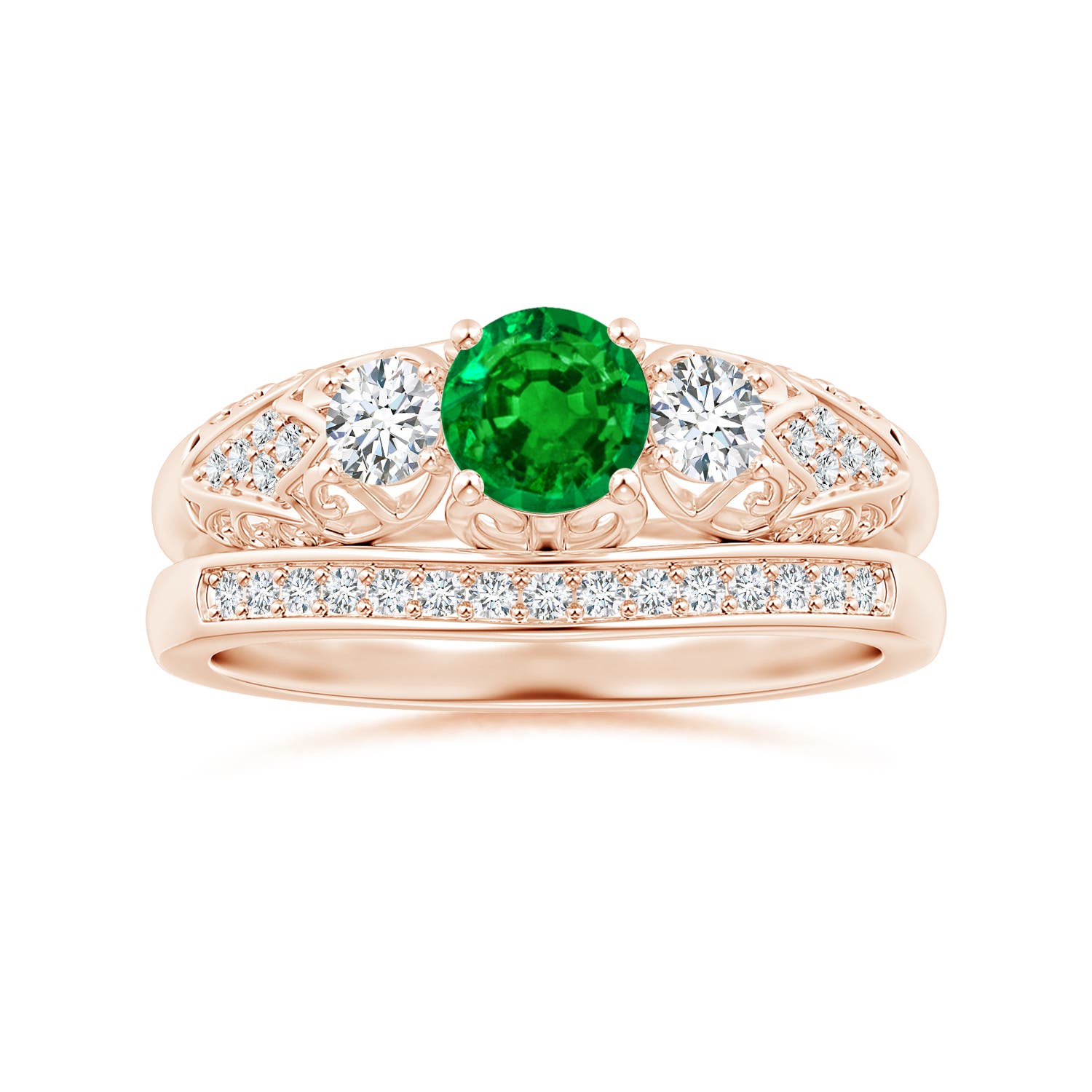 AAAA - Emerald / 0.72 CT / 14 KT Rose Gold