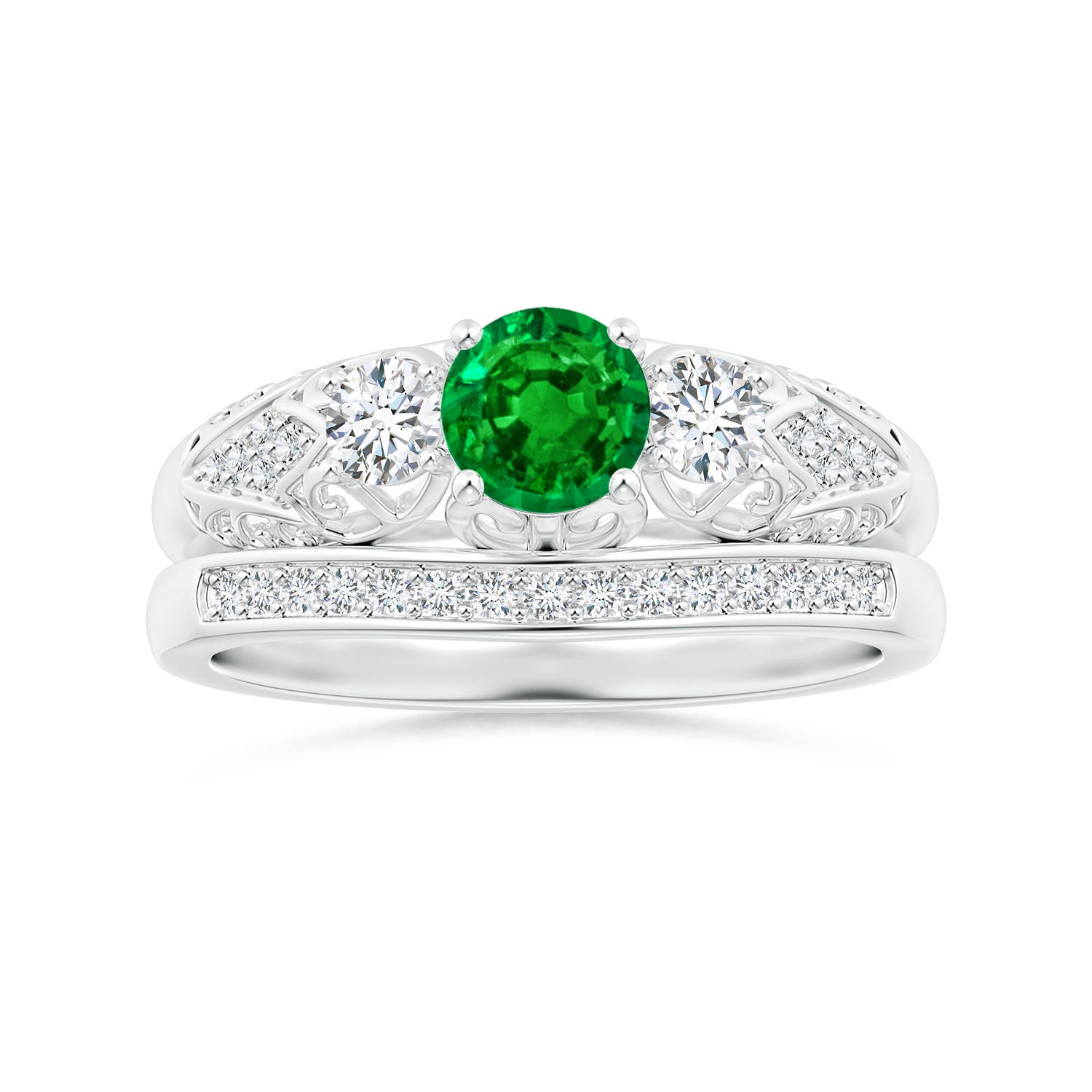 AAAA - Emerald / 0.72 CT / 14 KT White Gold