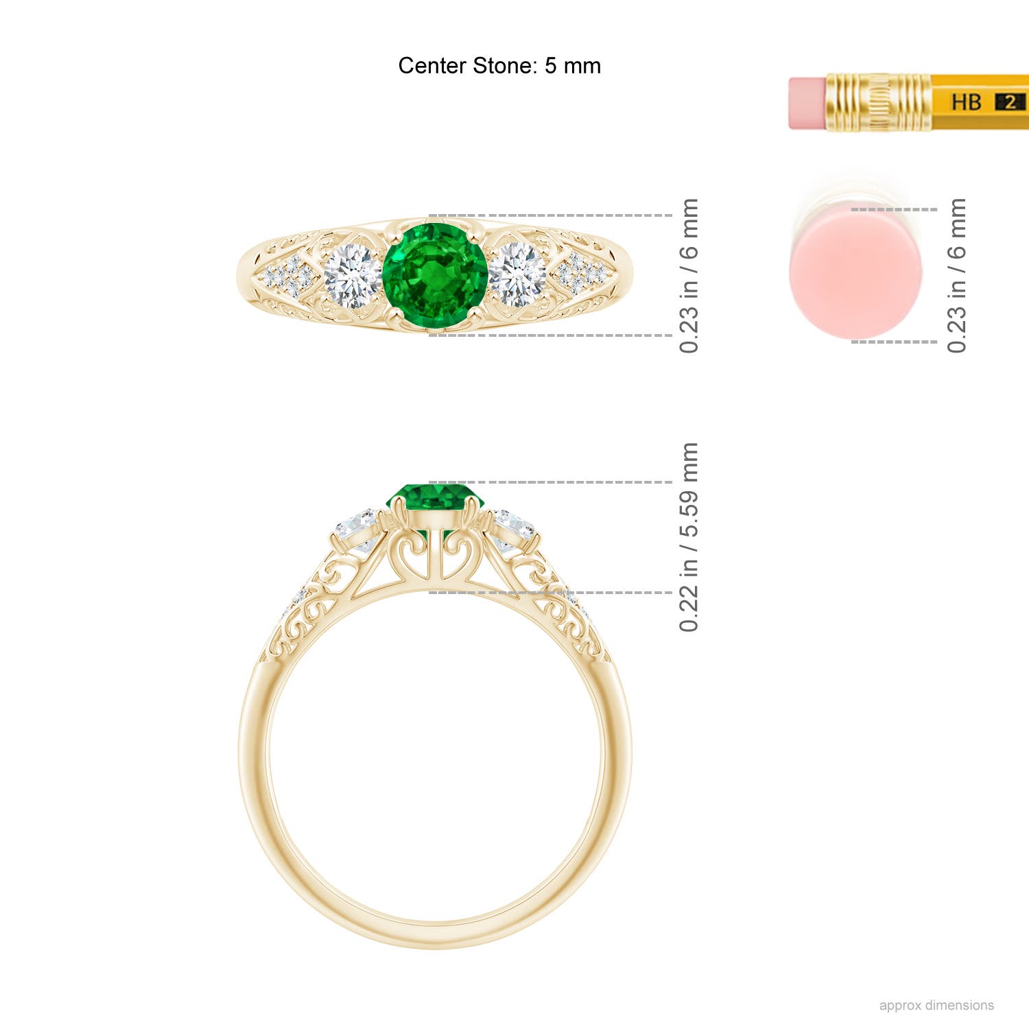 AAAA - Emerald / 0.72 CT / 14 KT Yellow Gold