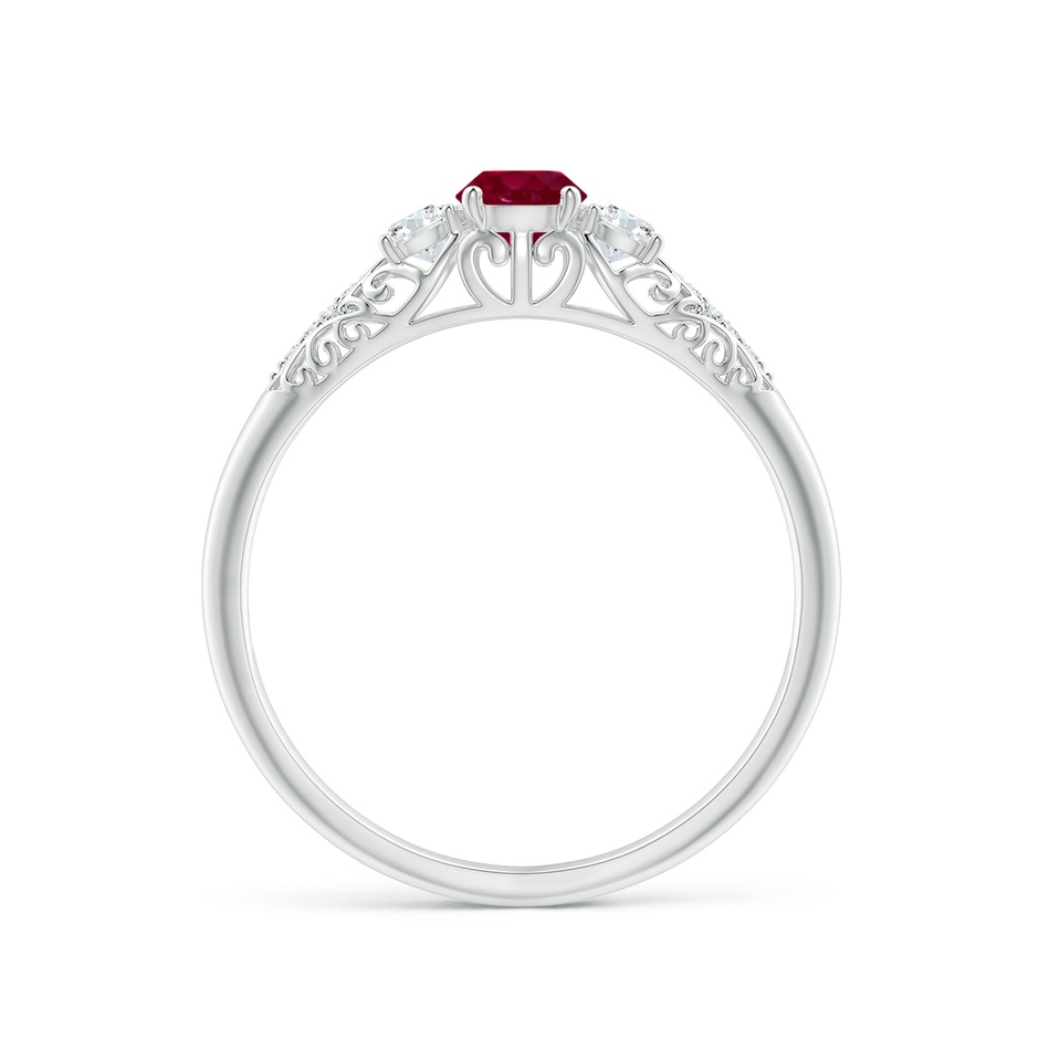 4mm A Aeon Vintage Style Ruby and Diamond Three Stone Engagement Ring in White Gold side-1