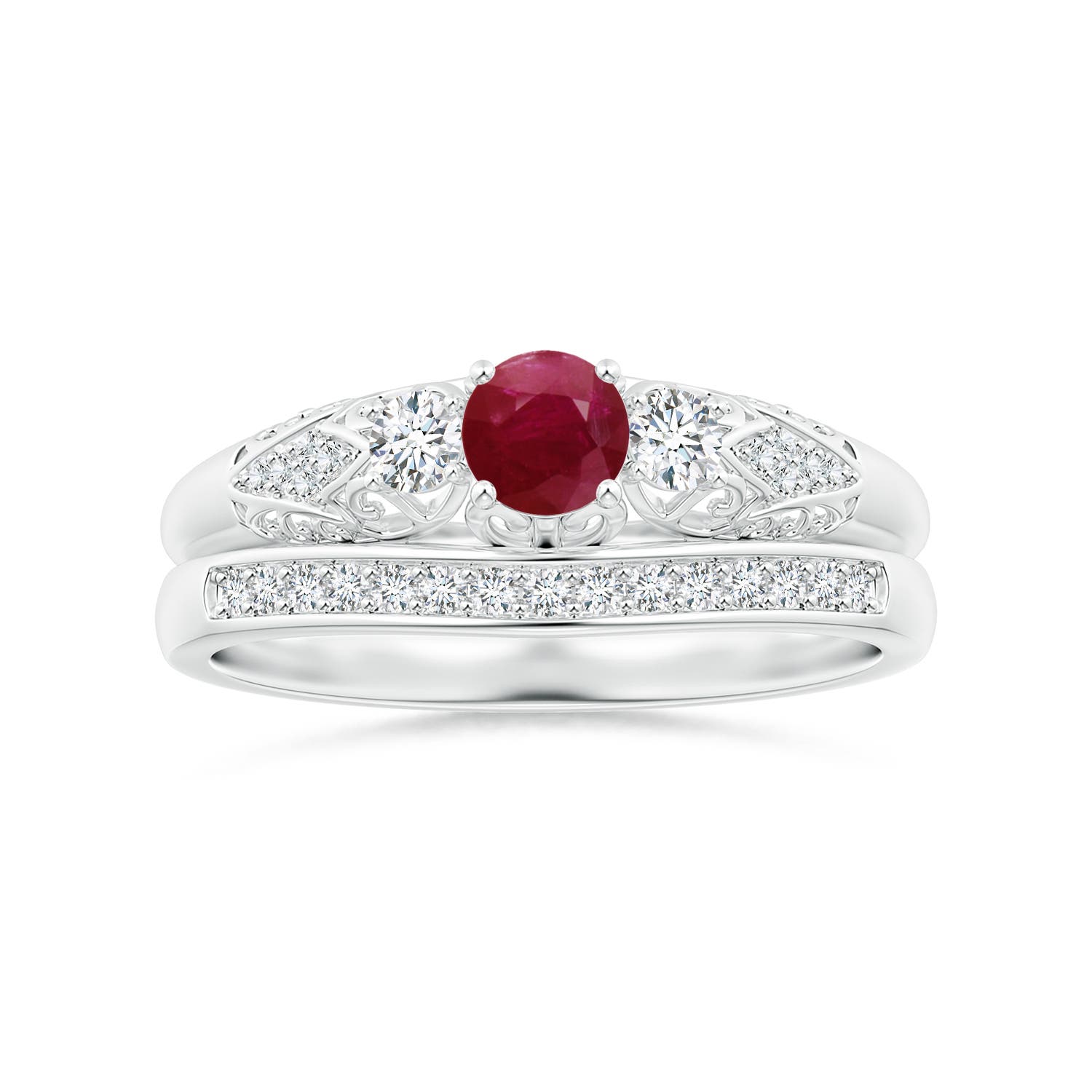 A - Ruby / 0.53 CT / 14 KT White Gold