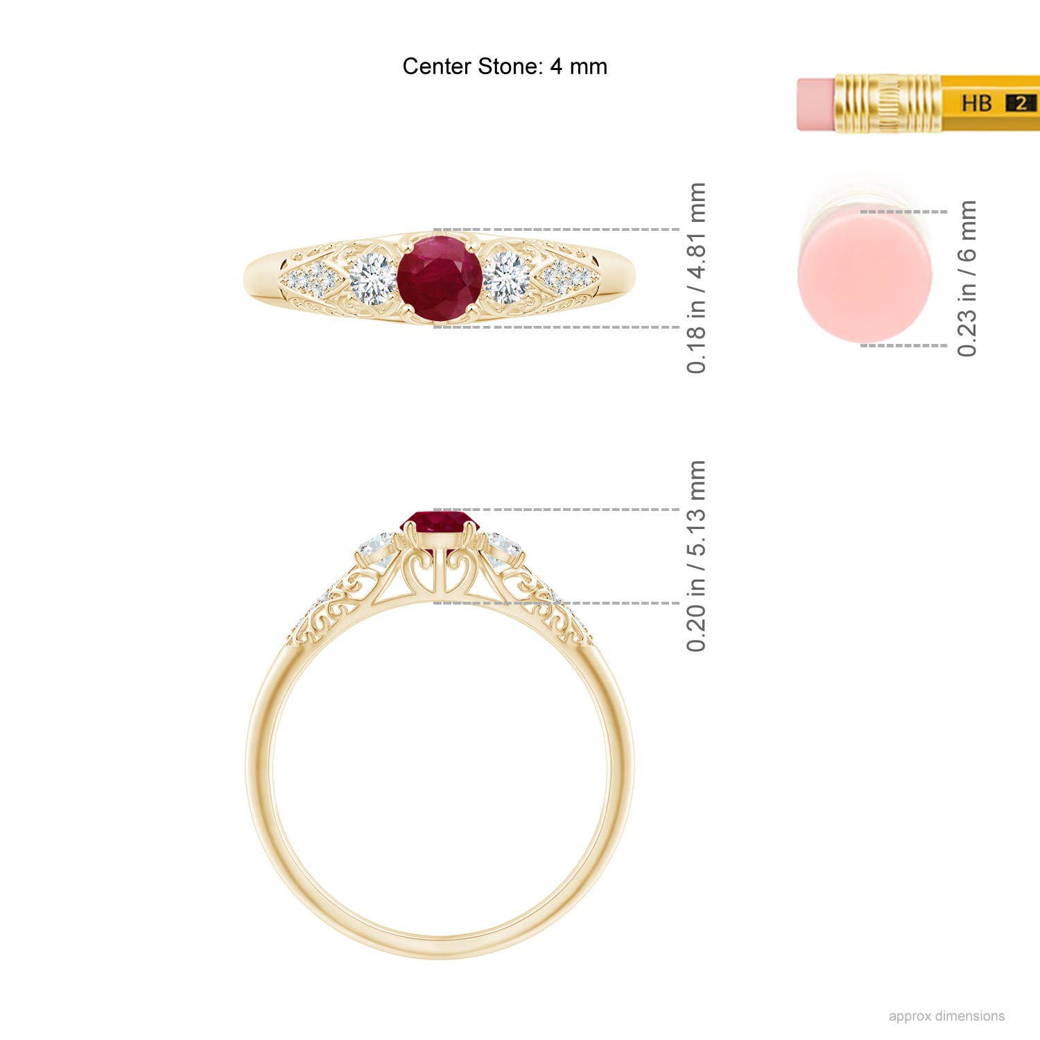 A - Ruby / 0.53 CT / 14 KT Yellow Gold