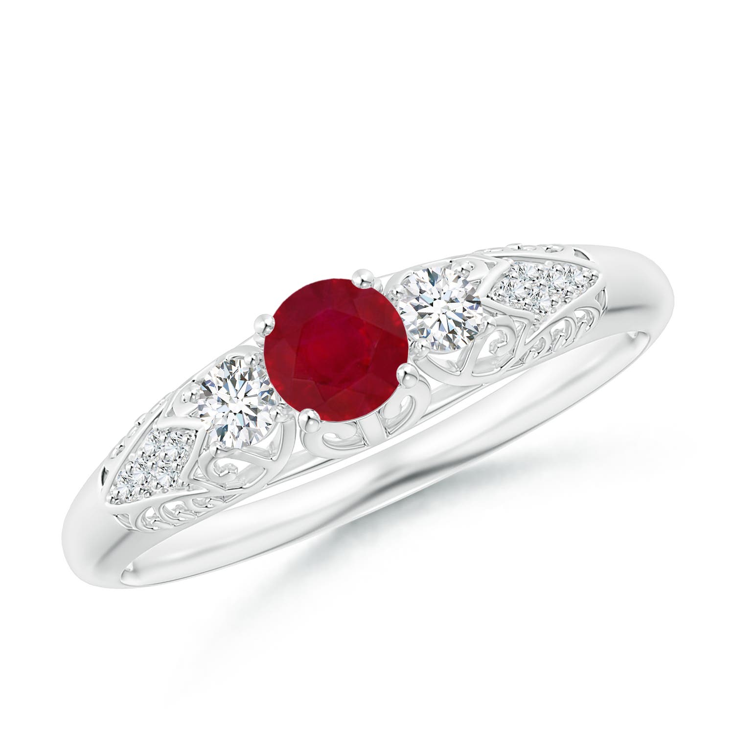 AA - Ruby / 0.53 CT / 14 KT White Gold