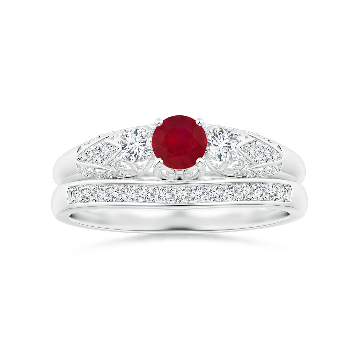 AA - Ruby / 0.53 CT / 14 KT White Gold