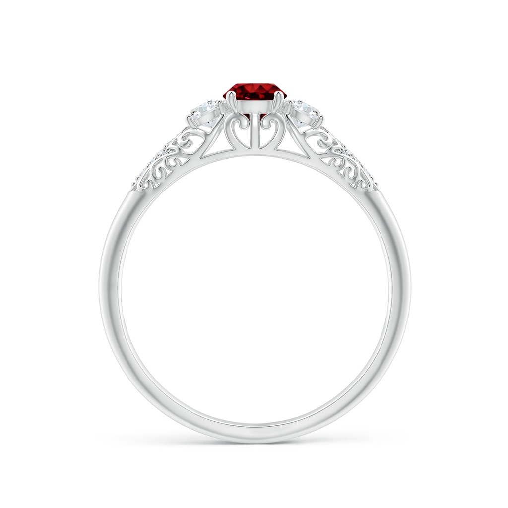 4mm AAAA Aeon Vintage Style Ruby and Diamond Three Stone Engagement Ring in White Gold - side_1