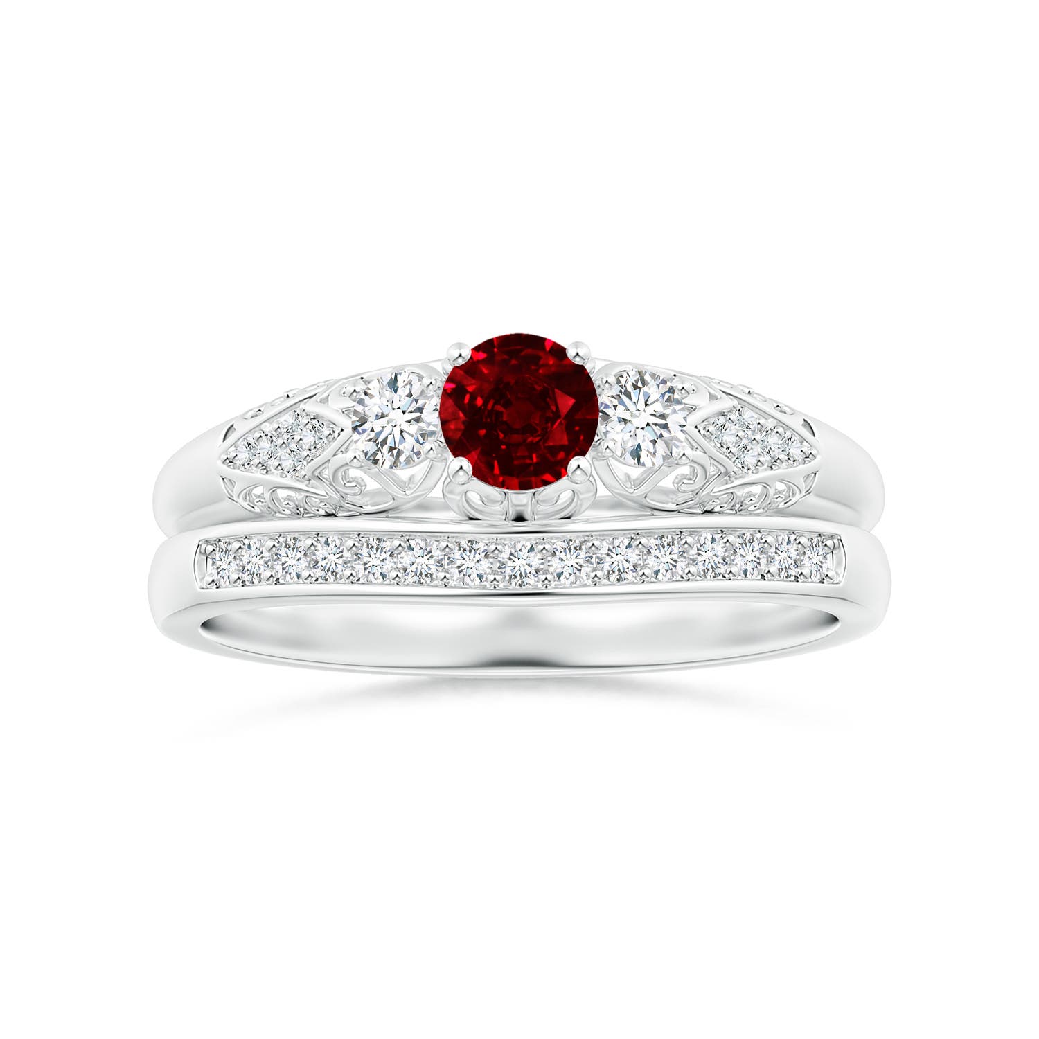 AAAA - Ruby / 0.53 CT / 14 KT White Gold