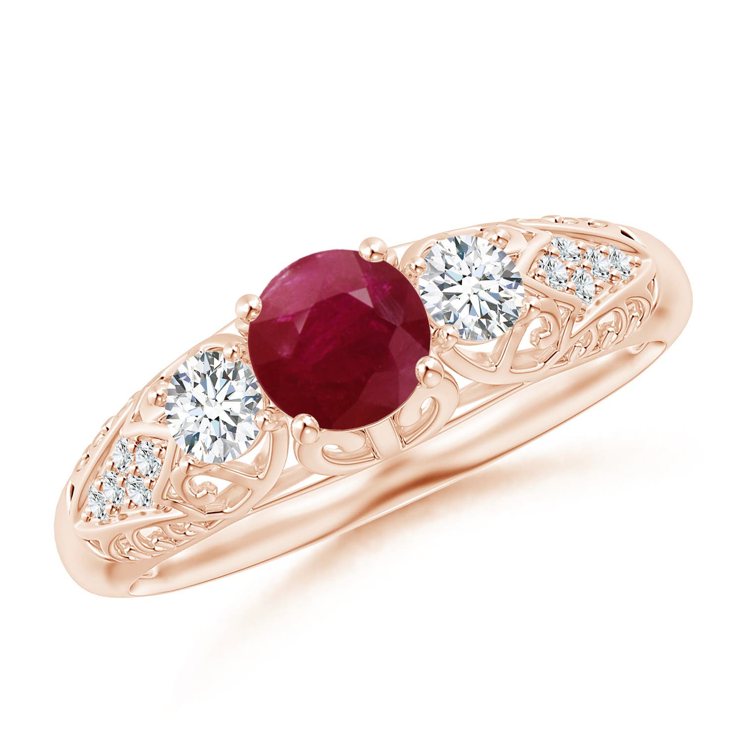 A - Ruby / 0.87 CT / 14 KT Rose Gold