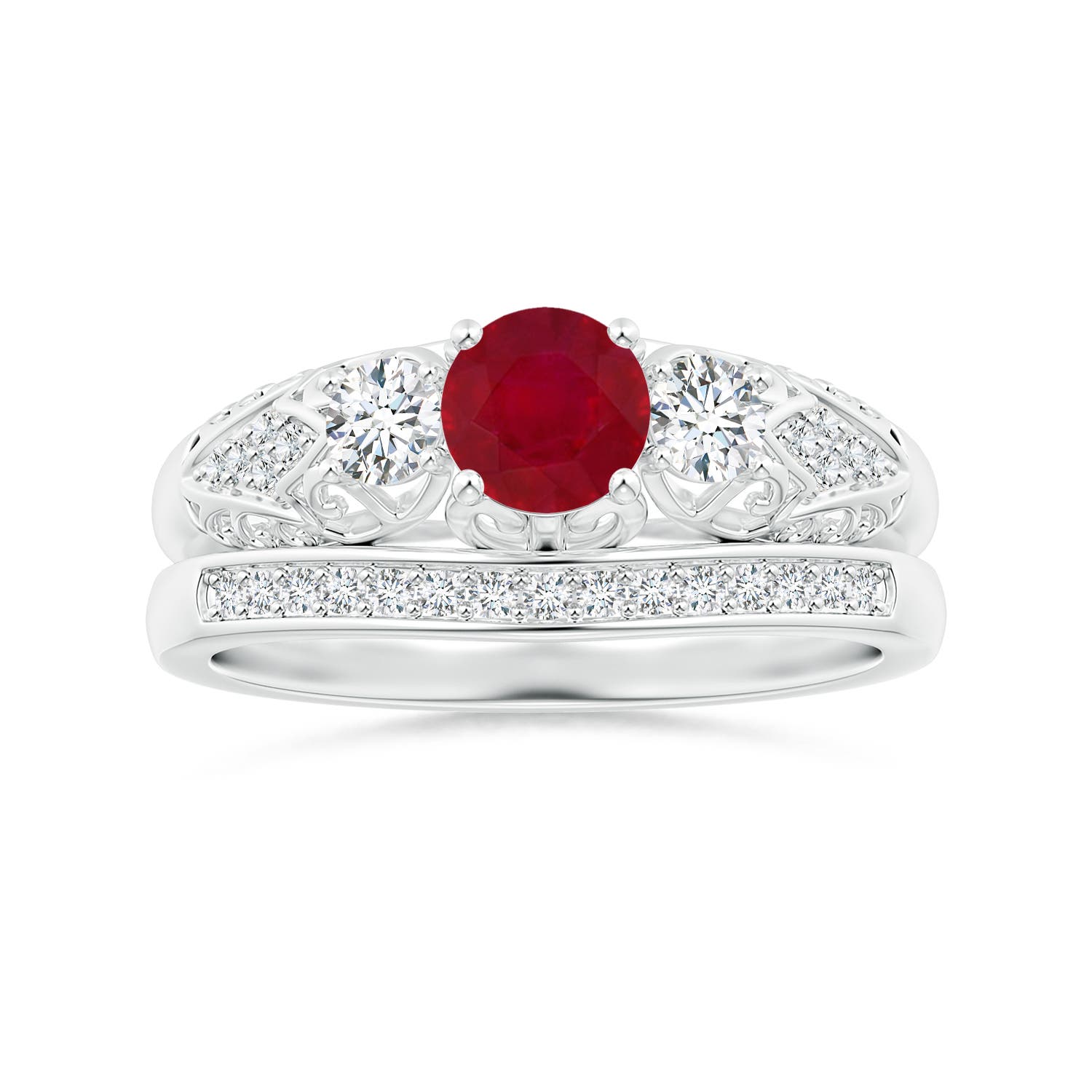 AA - Ruby / 0.87 CT / 14 KT White Gold