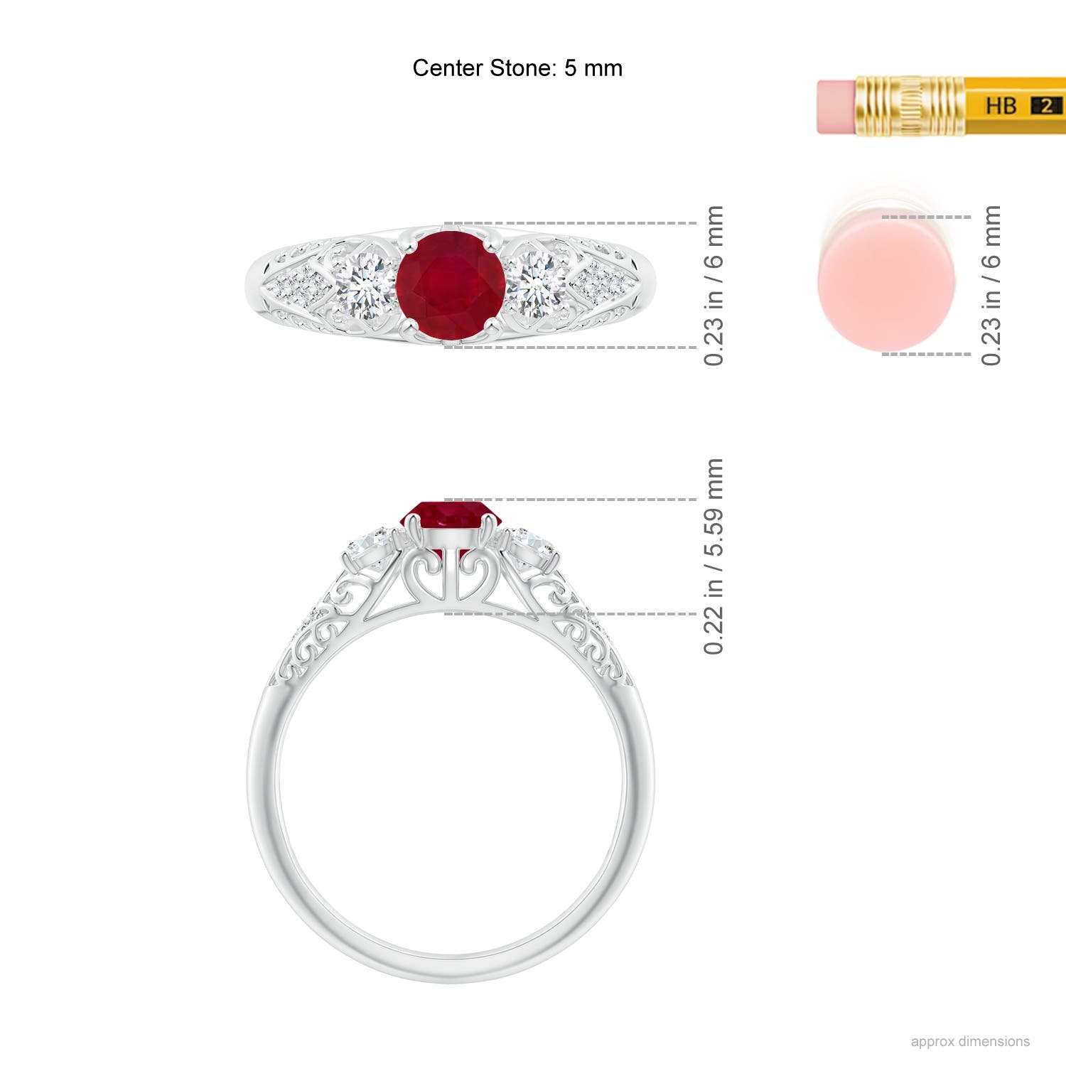 AA - Ruby / 0.87 CT / 14 KT White Gold