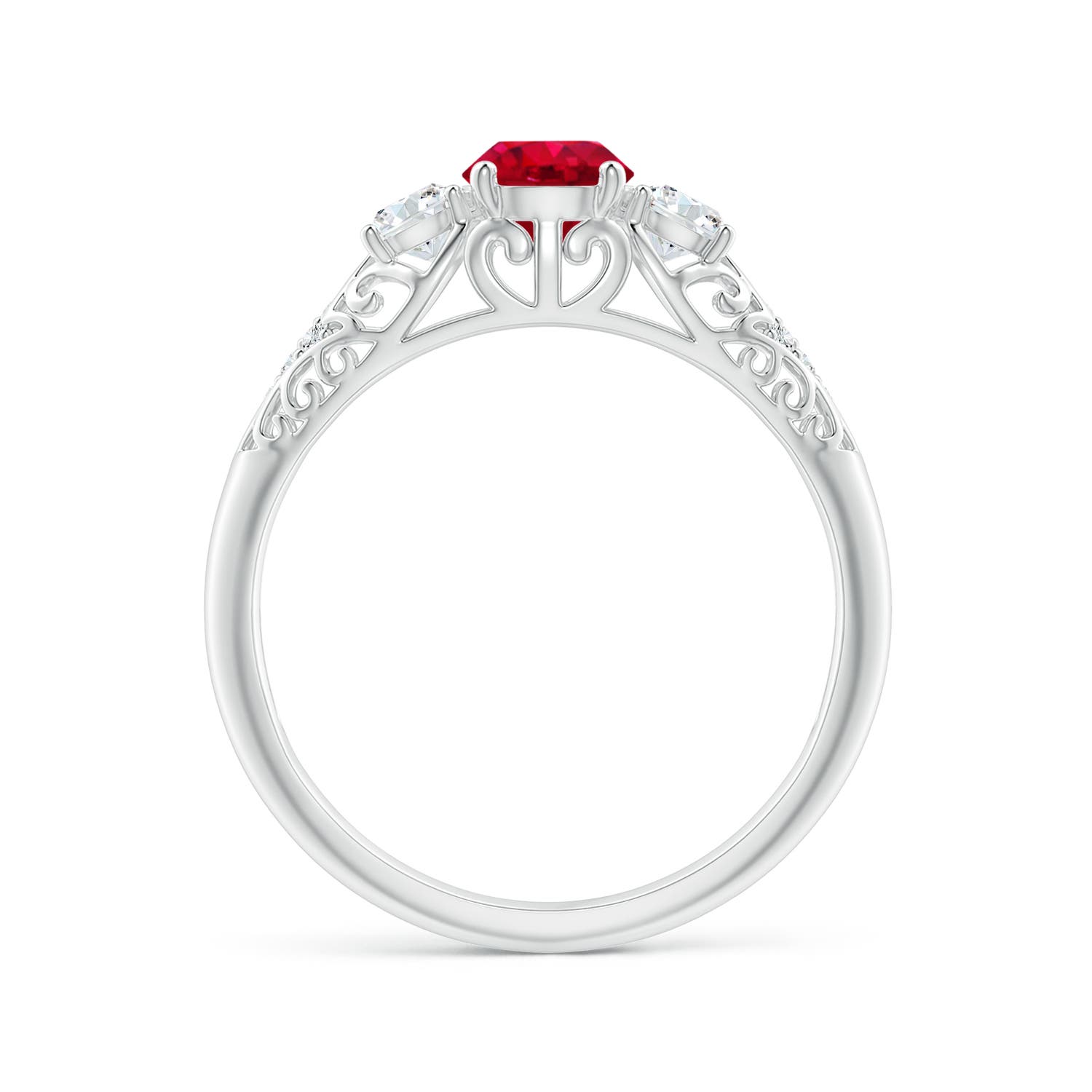 AAA - Ruby / 0.87 CT / 14 KT White Gold