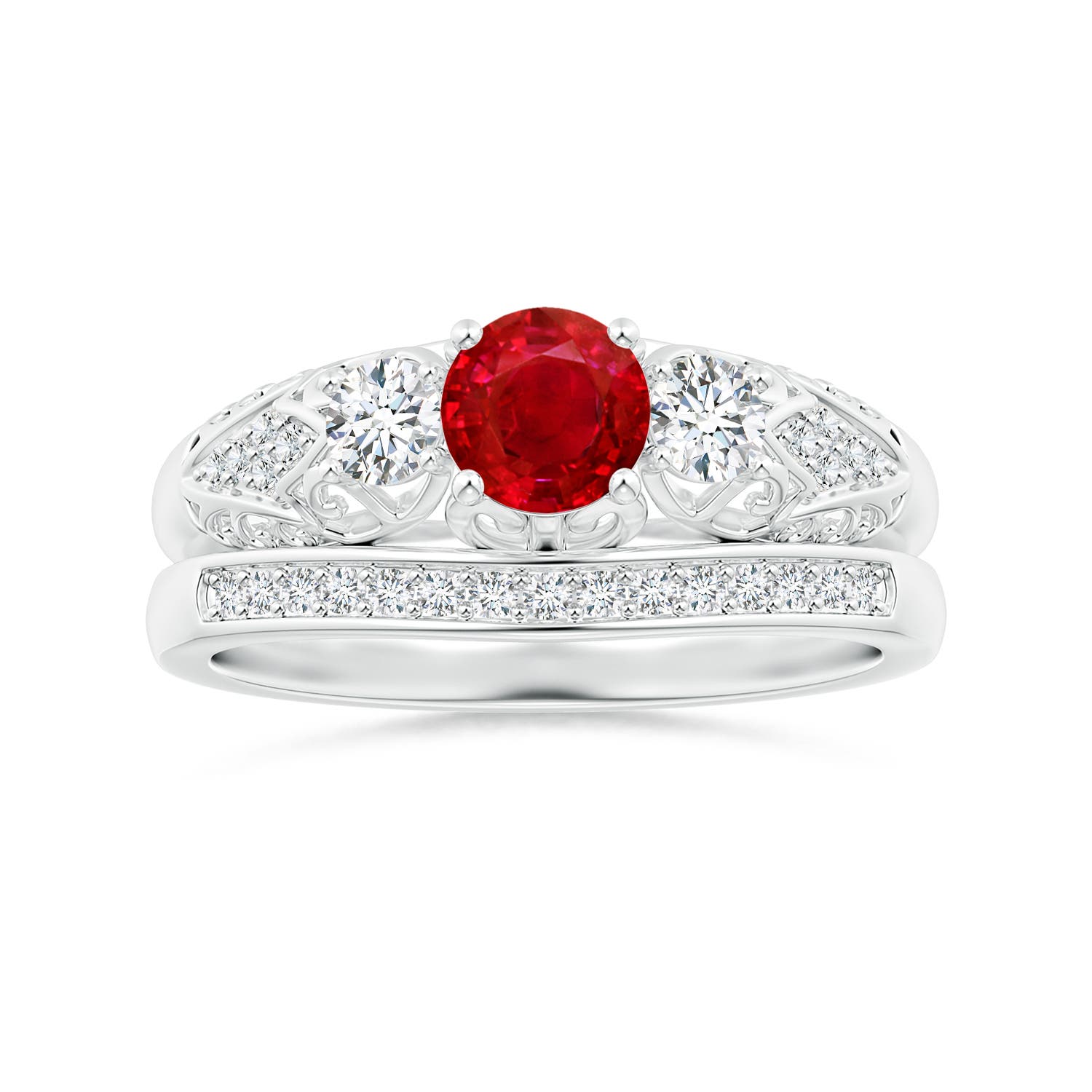 AAA - Ruby / 0.87 CT / 14 KT White Gold