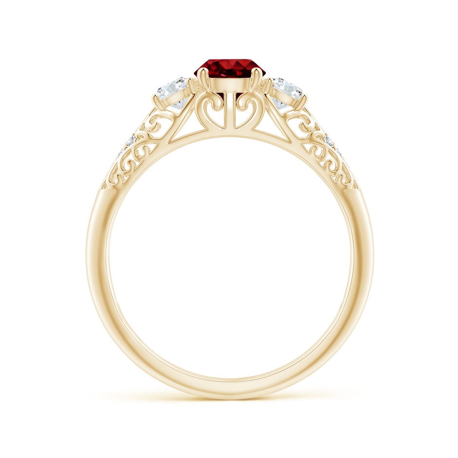 5mm AAAA Aeon Vintage Style Ruby and Diamond Three Stone Engagement Ring in Yellow Gold side-1