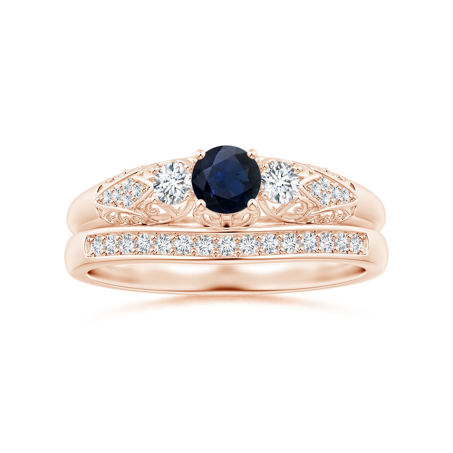 A - Blue Sapphire / 0.52 CT / 14 KT Rose Gold