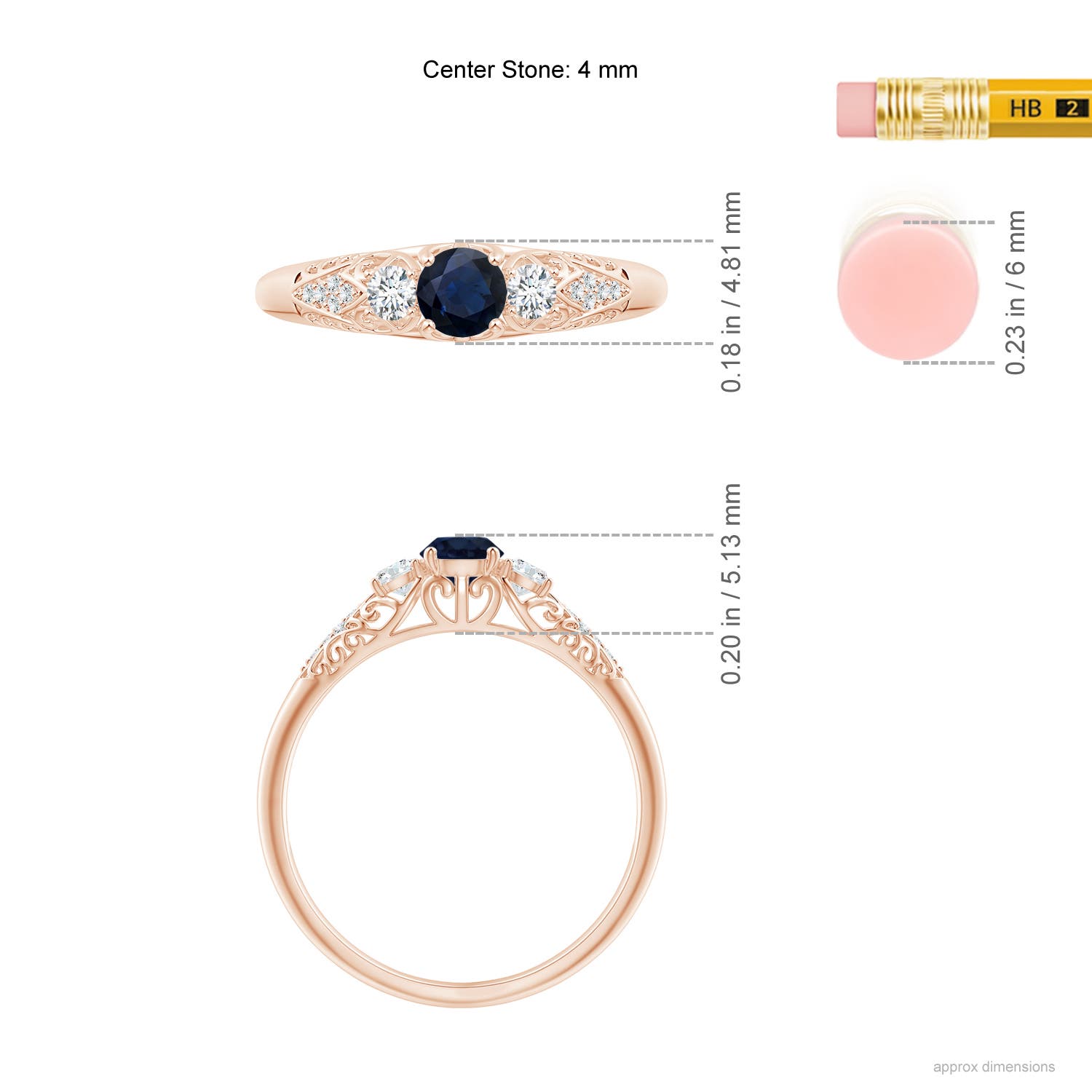 A - Blue Sapphire / 0.52 CT / 14 KT Rose Gold