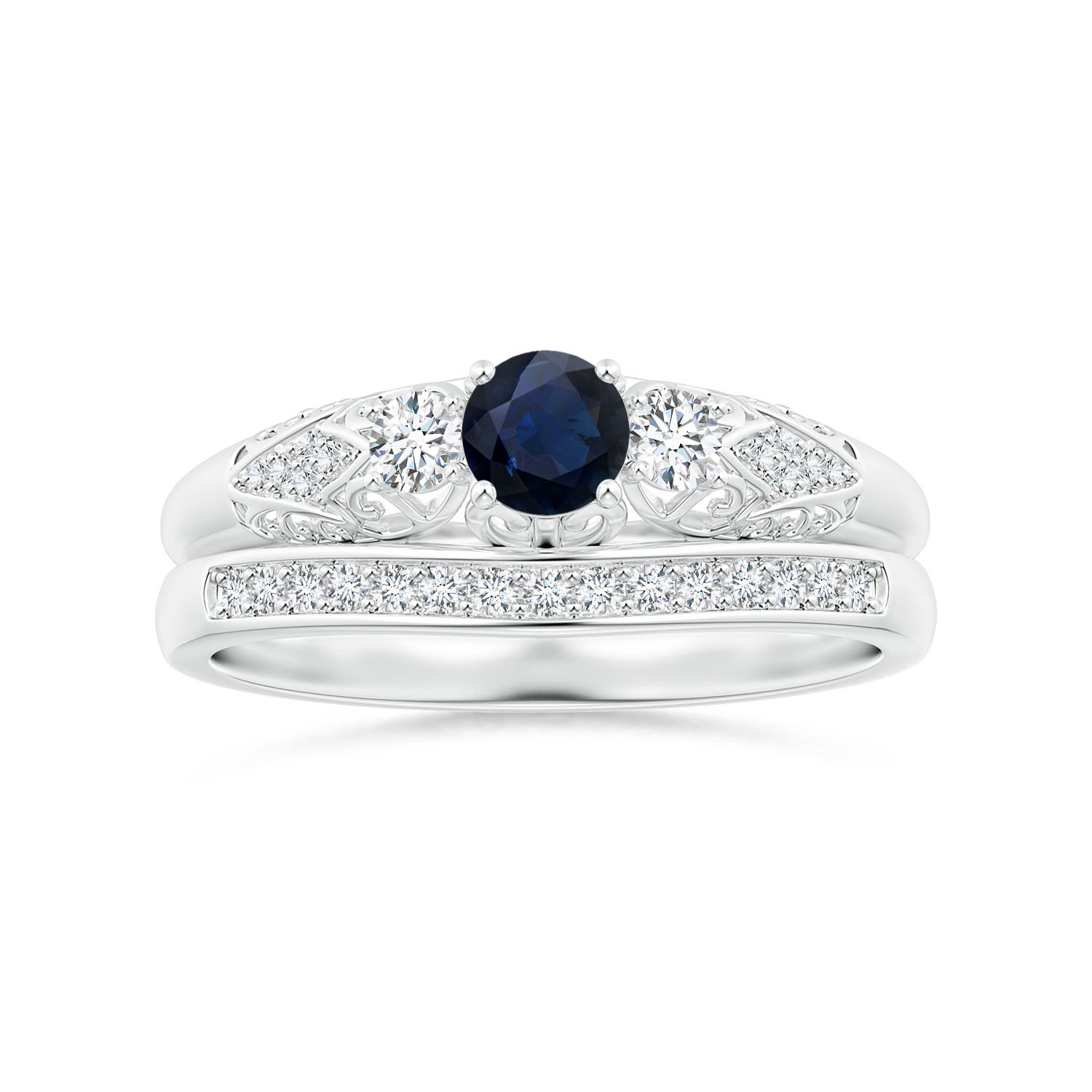 A - Blue Sapphire / 0.52 CT / 14 KT White Gold