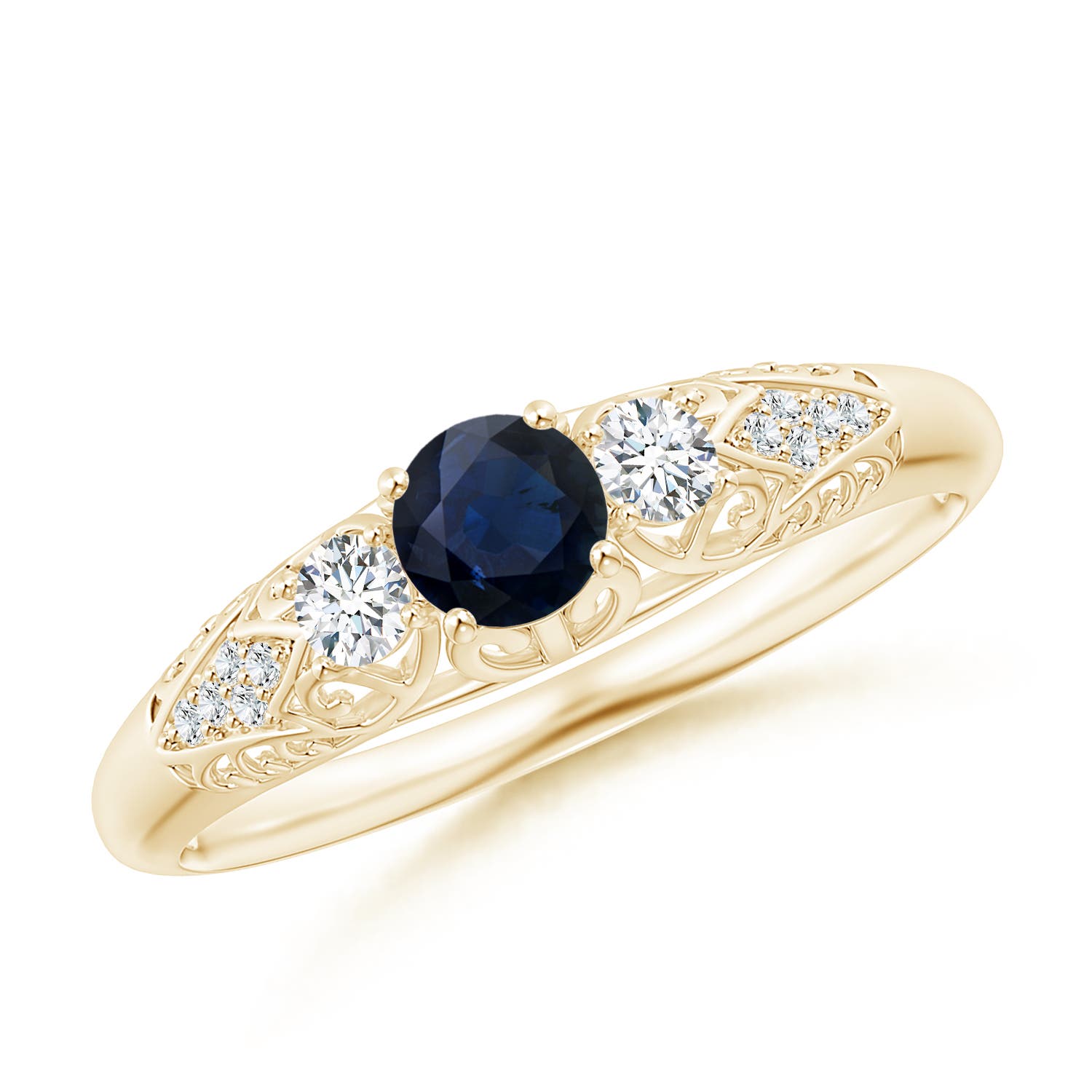 A - Blue Sapphire / 0.52 CT / 14 KT Yellow Gold