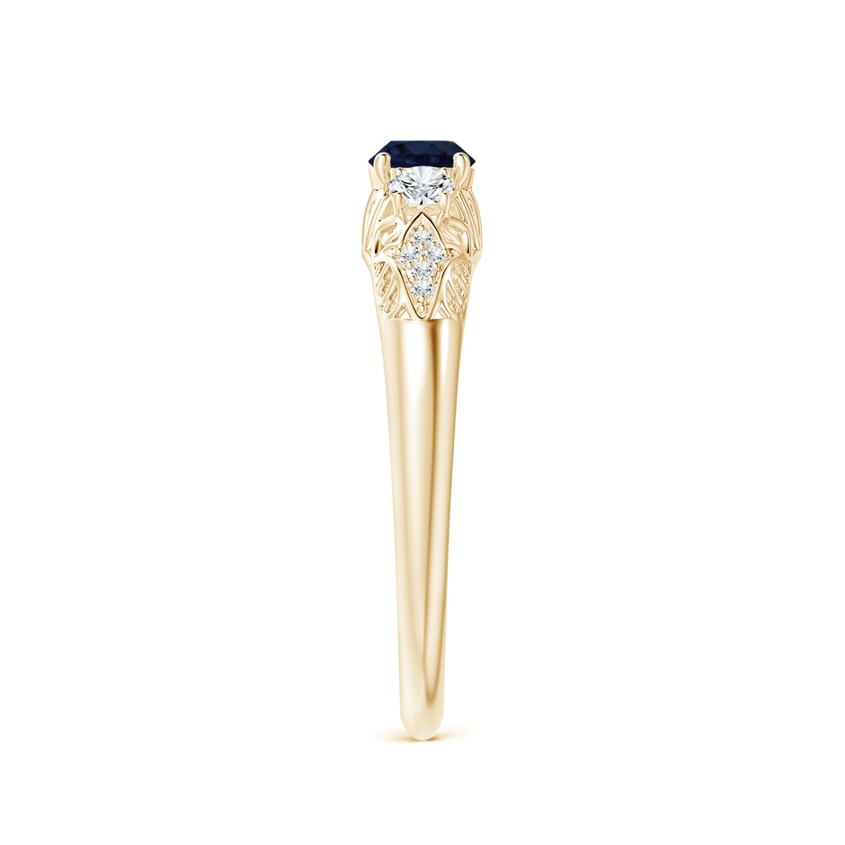 4mm A Aeon Vintage Style Sapphire and Diamond Three Stone Engagement Ring in Yellow Gold side-2