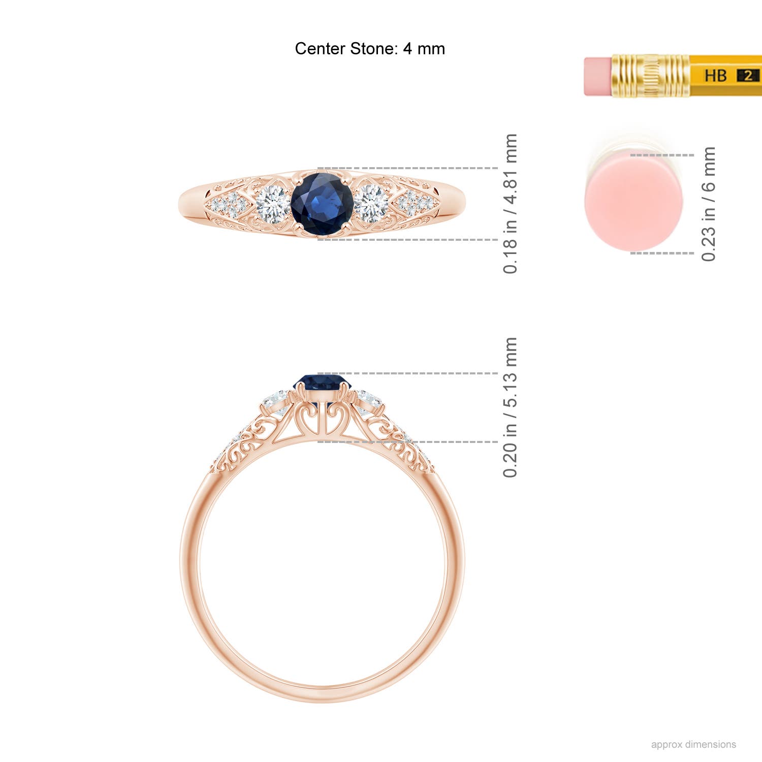 AA - Blue Sapphire / 0.52 CT / 14 KT Rose Gold