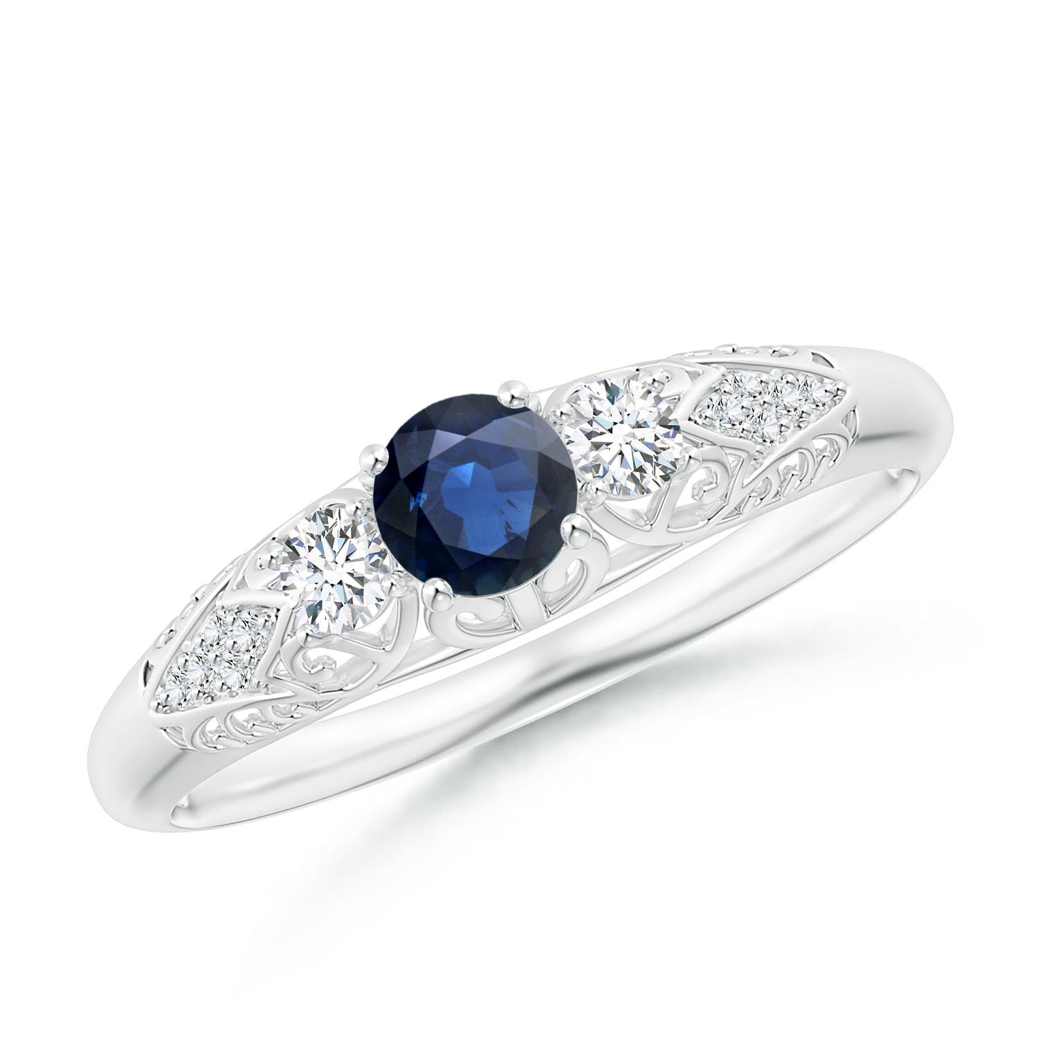 AA - Blue Sapphire / 0.52 CT / 14 KT White Gold