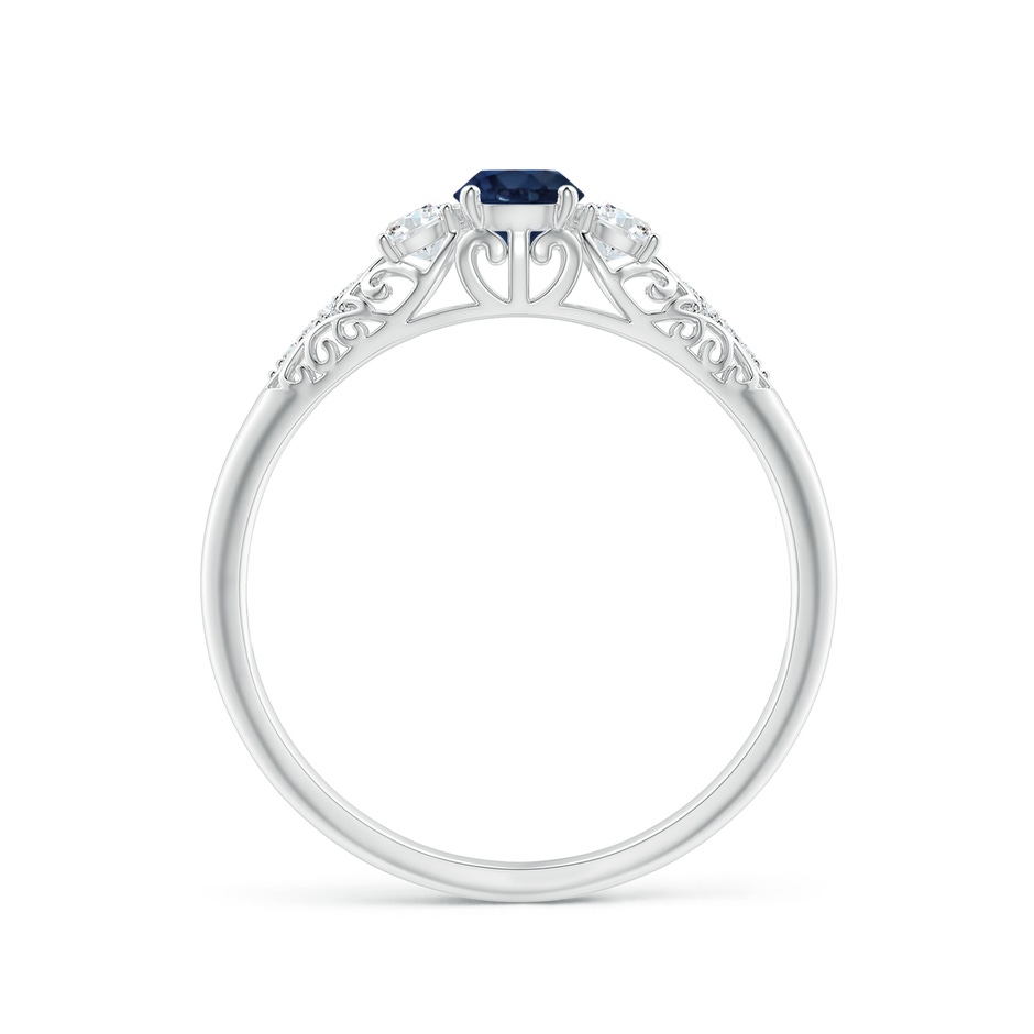 4mm AA Aeon Vintage Style Sapphire and Diamond Three Stone Engagement Ring in White Gold side-1
