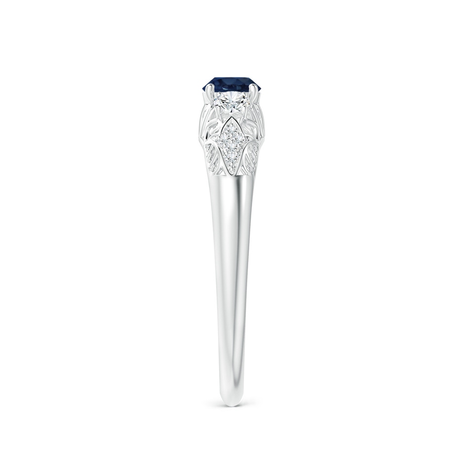 4mm AA Aeon Vintage Style Sapphire and Diamond Three Stone Engagement Ring in White Gold side-2