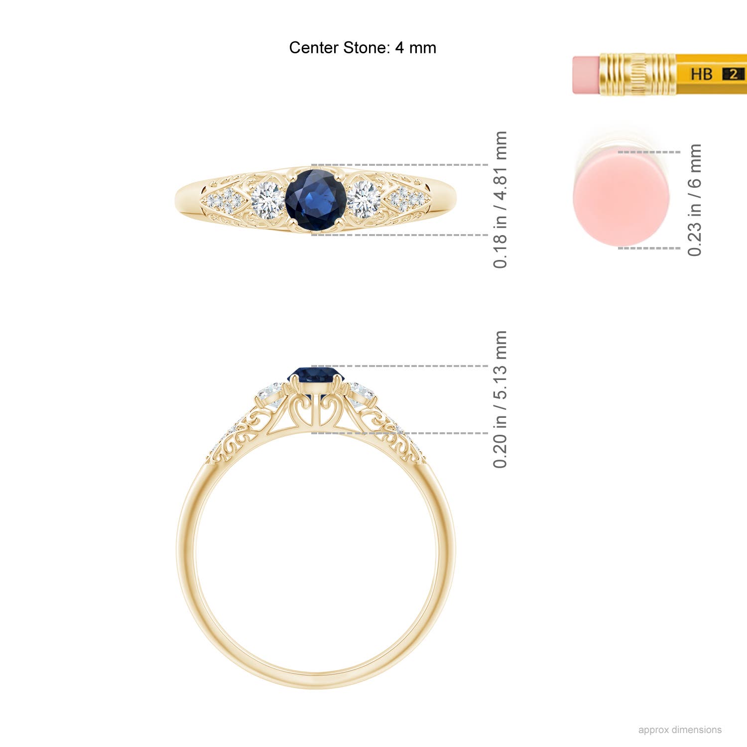 AA - Blue Sapphire / 0.52 CT / 14 KT Yellow Gold