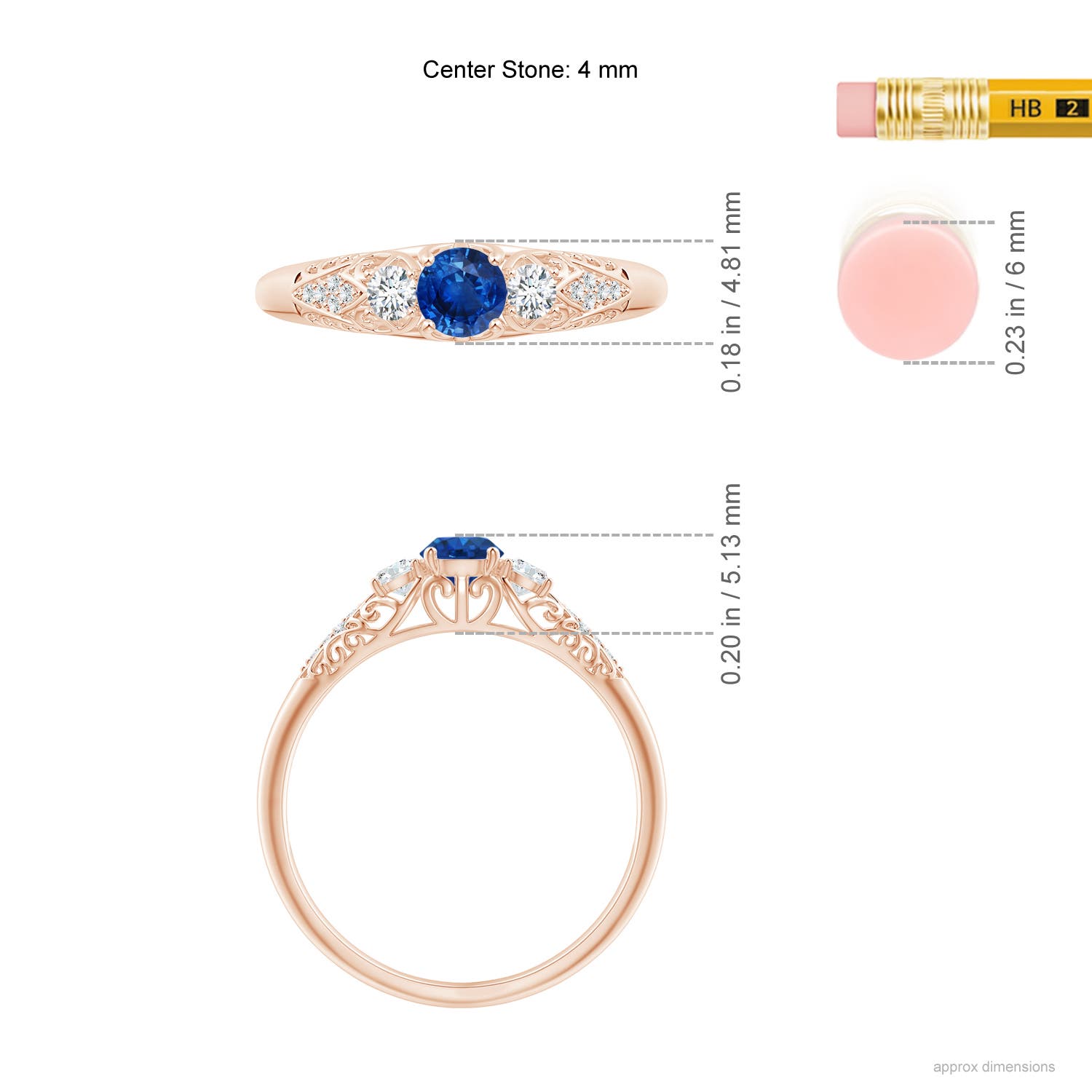 AAA - Blue Sapphire / 0.52 CT / 14 KT Rose Gold