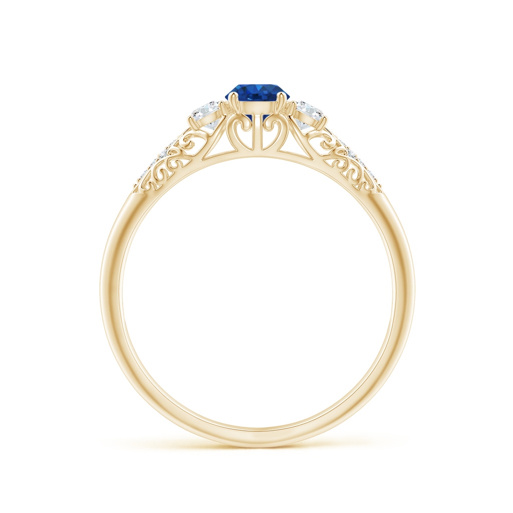 4mm AAA Aeon Vintage Style Sapphire and Diamond Three Stone Engagement Ring in Yellow Gold - side_1