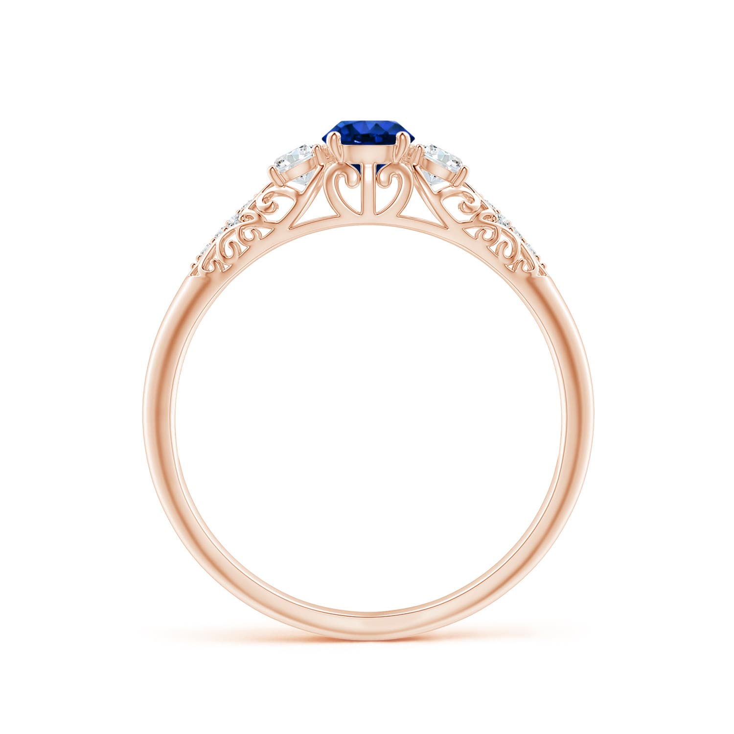 AAAA - Blue Sapphire / 0.52 CT / 14 KT Rose Gold