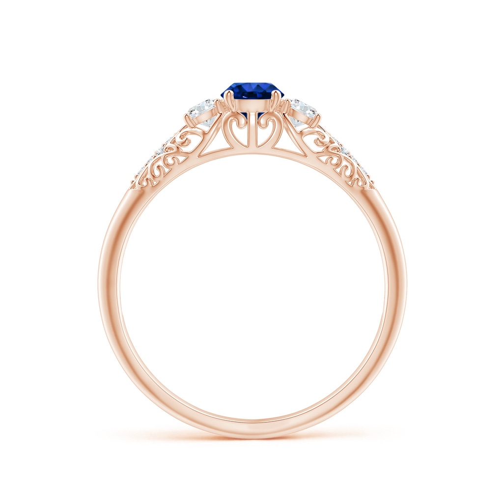 4mm AAAA Aeon Vintage Style Sapphire and Diamond Three Stone Engagement Ring in Rose Gold - side_1