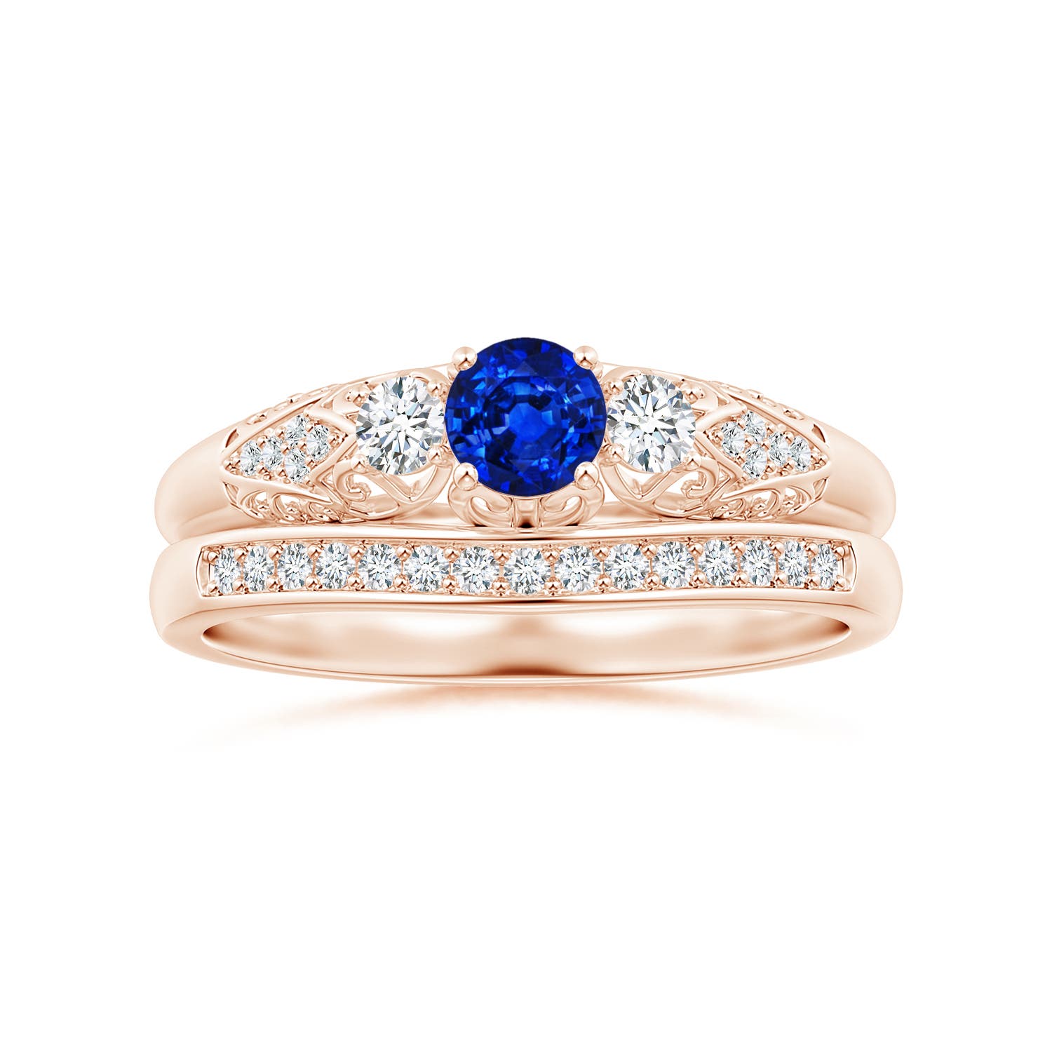 AAAA - Blue Sapphire / 0.52 CT / 14 KT Rose Gold