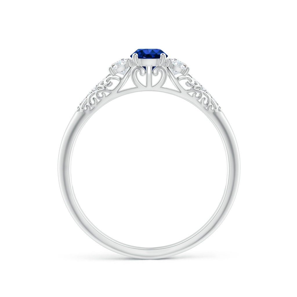 4mm AAAA Aeon Vintage Style Sapphire and Diamond Three Stone Engagement Ring in White Gold - side_1