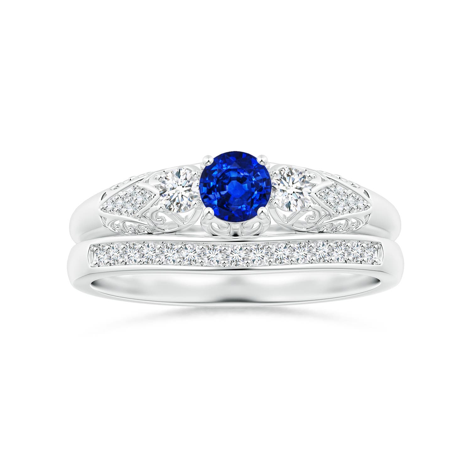 AAAA - Blue Sapphire / 0.52 CT / 14 KT White Gold