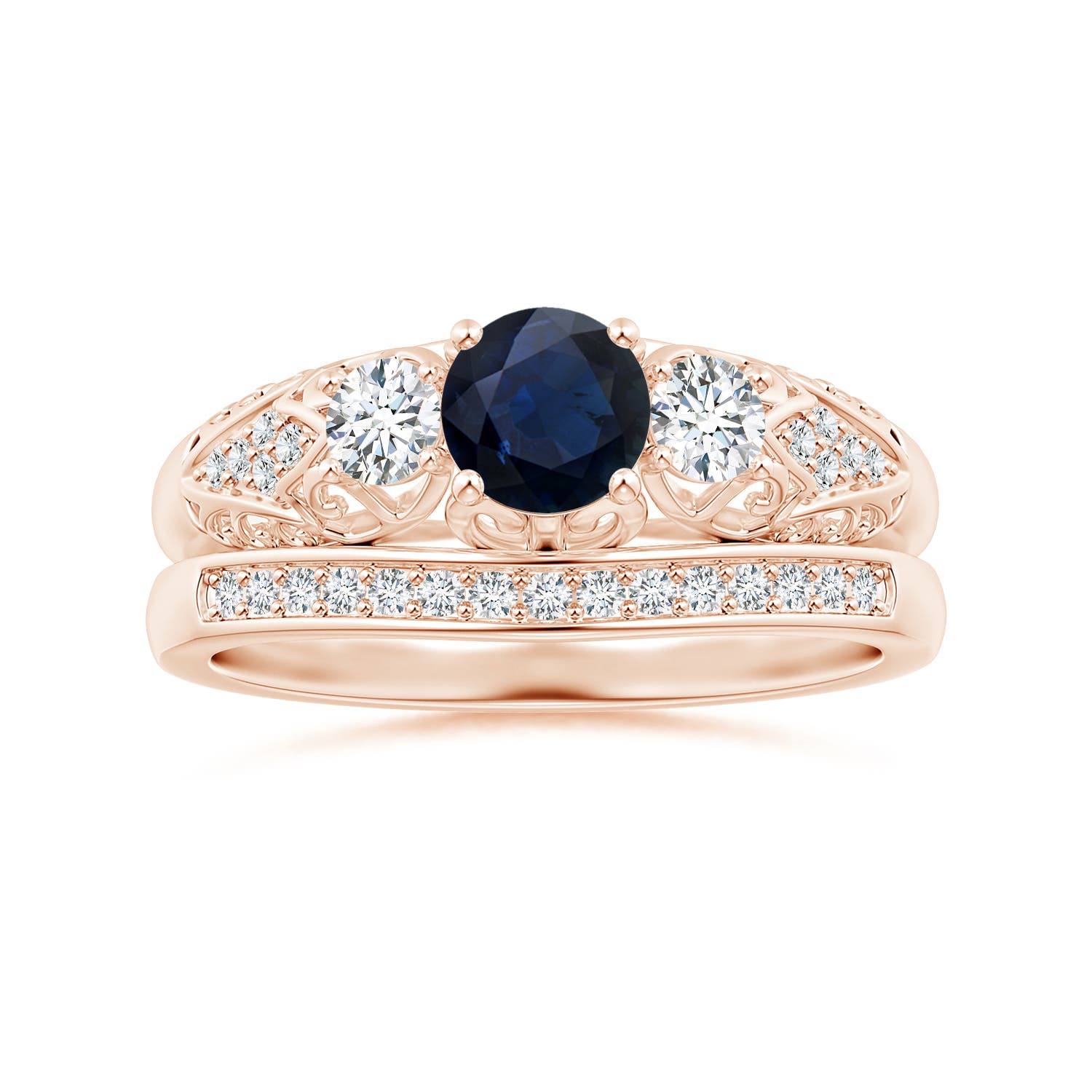 A - Blue Sapphire / 0.87 CT / 14 KT Rose Gold