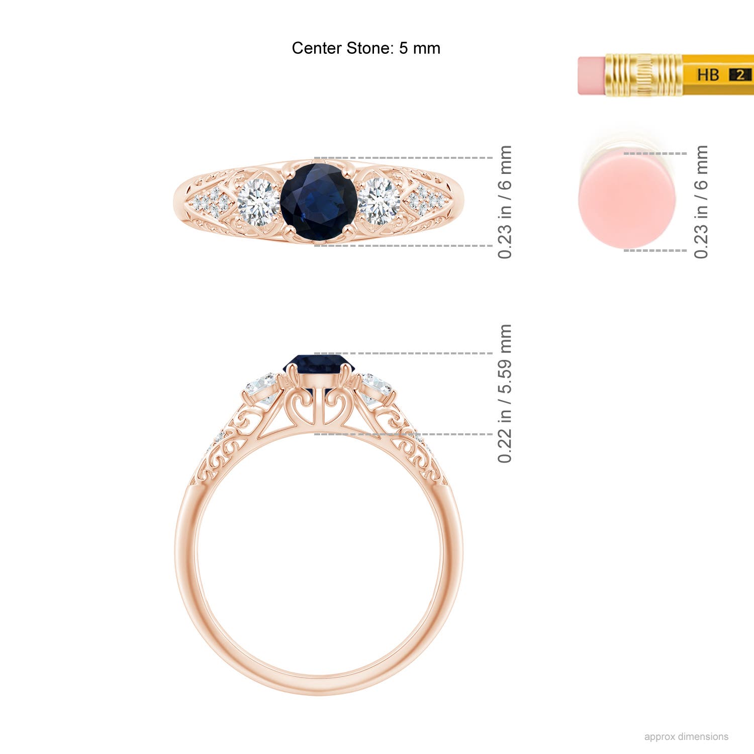 A - Blue Sapphire / 0.87 CT / 14 KT Rose Gold