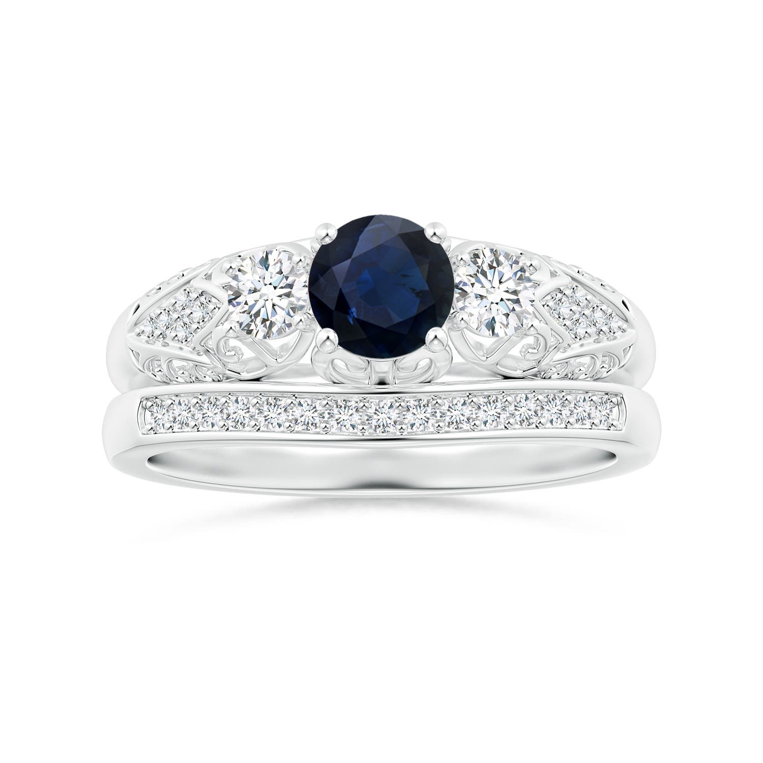 A - Blue Sapphire / 0.87 CT / 14 KT White Gold