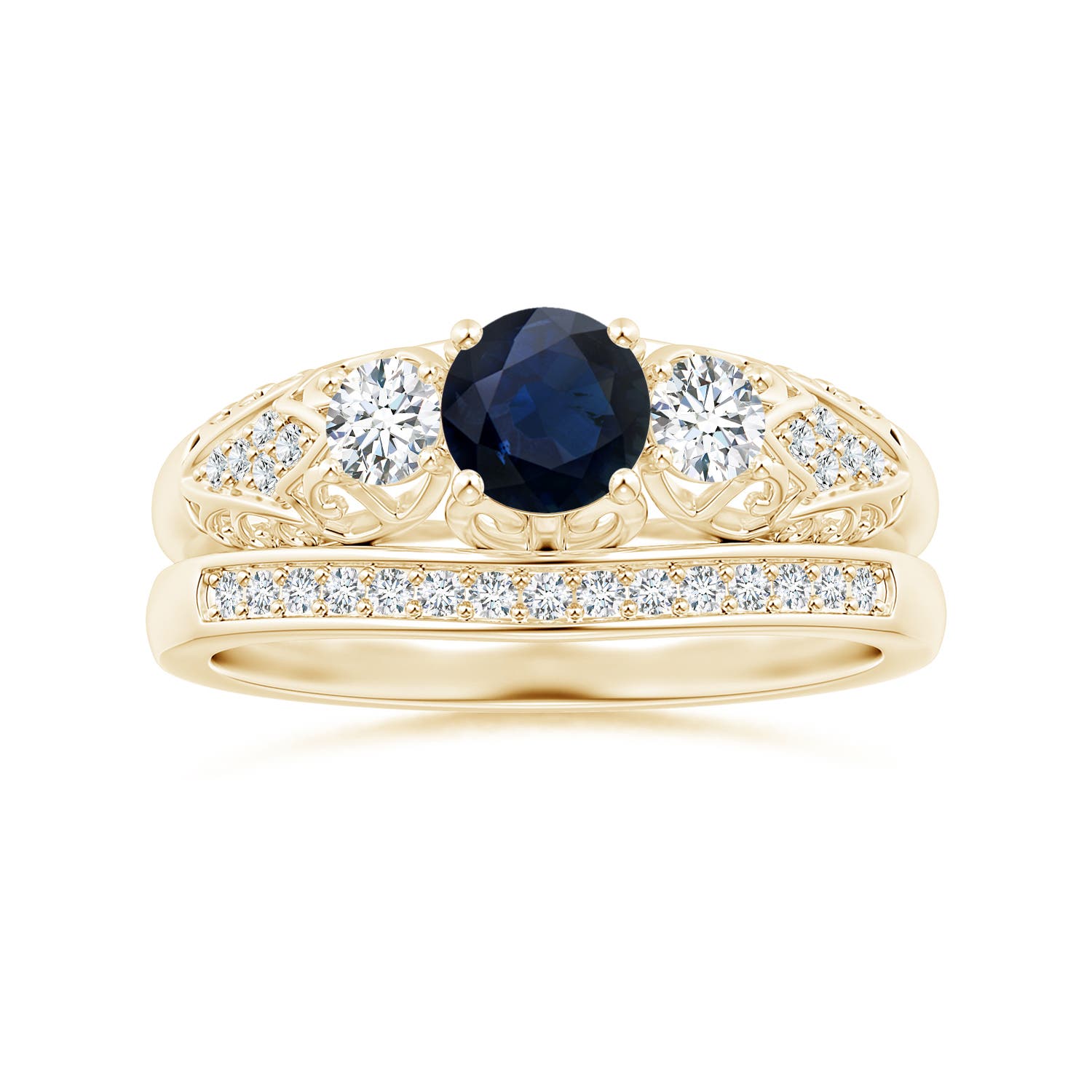 A - Blue Sapphire / 0.87 CT / 14 KT Yellow Gold