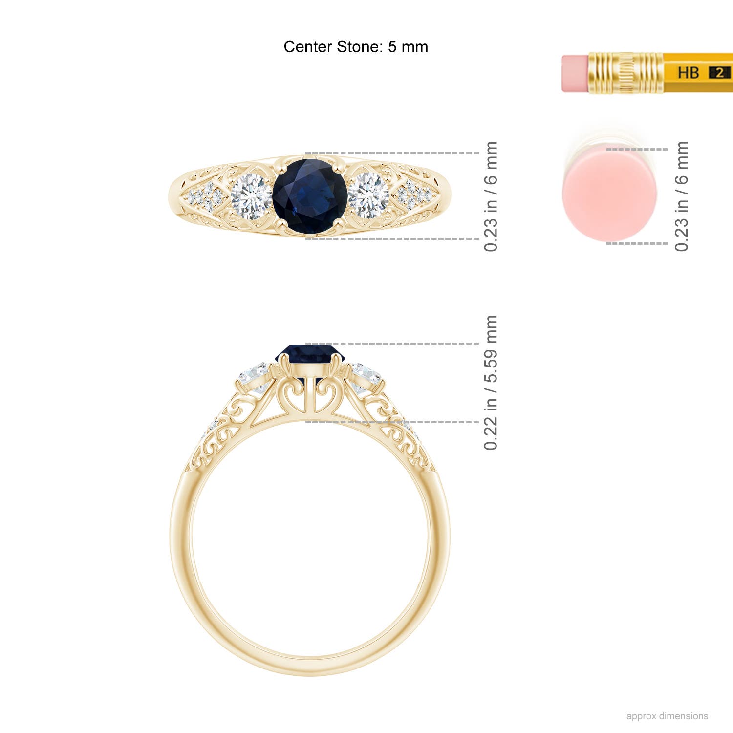 A - Blue Sapphire / 0.87 CT / 14 KT Yellow Gold