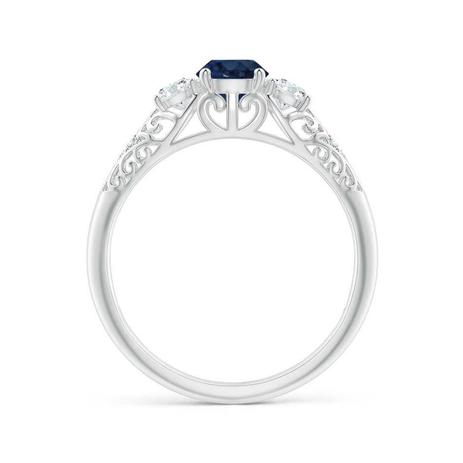 5mm AA Aeon Vintage Style Sapphire and Diamond Three Stone Engagement Ring in 18K White Gold side-1