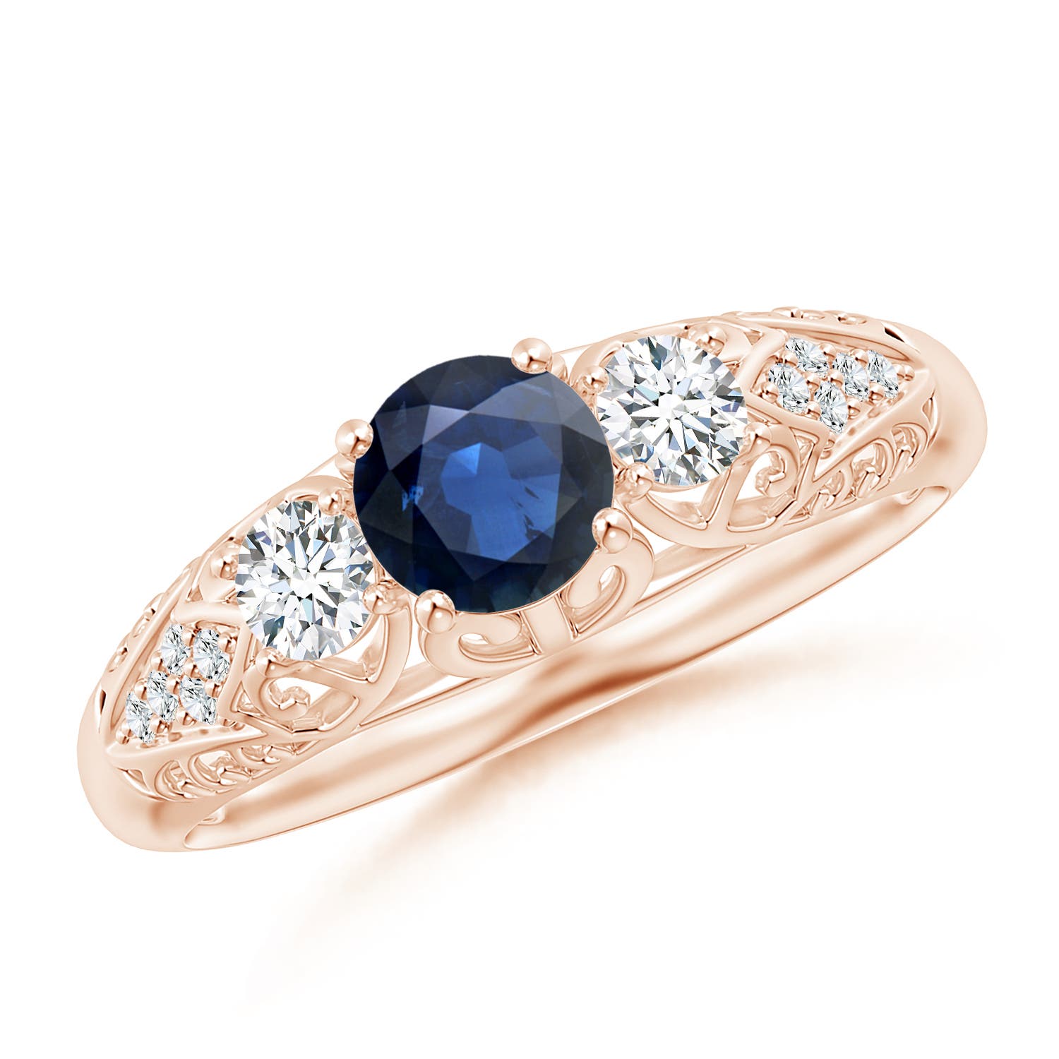 AA - Blue Sapphire / 0.87 CT / 14 KT Rose Gold