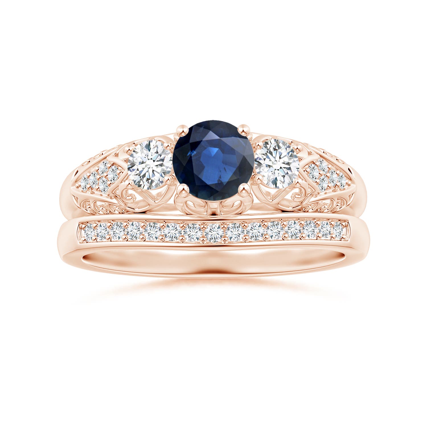 AA - Blue Sapphire / 0.87 CT / 14 KT Rose Gold